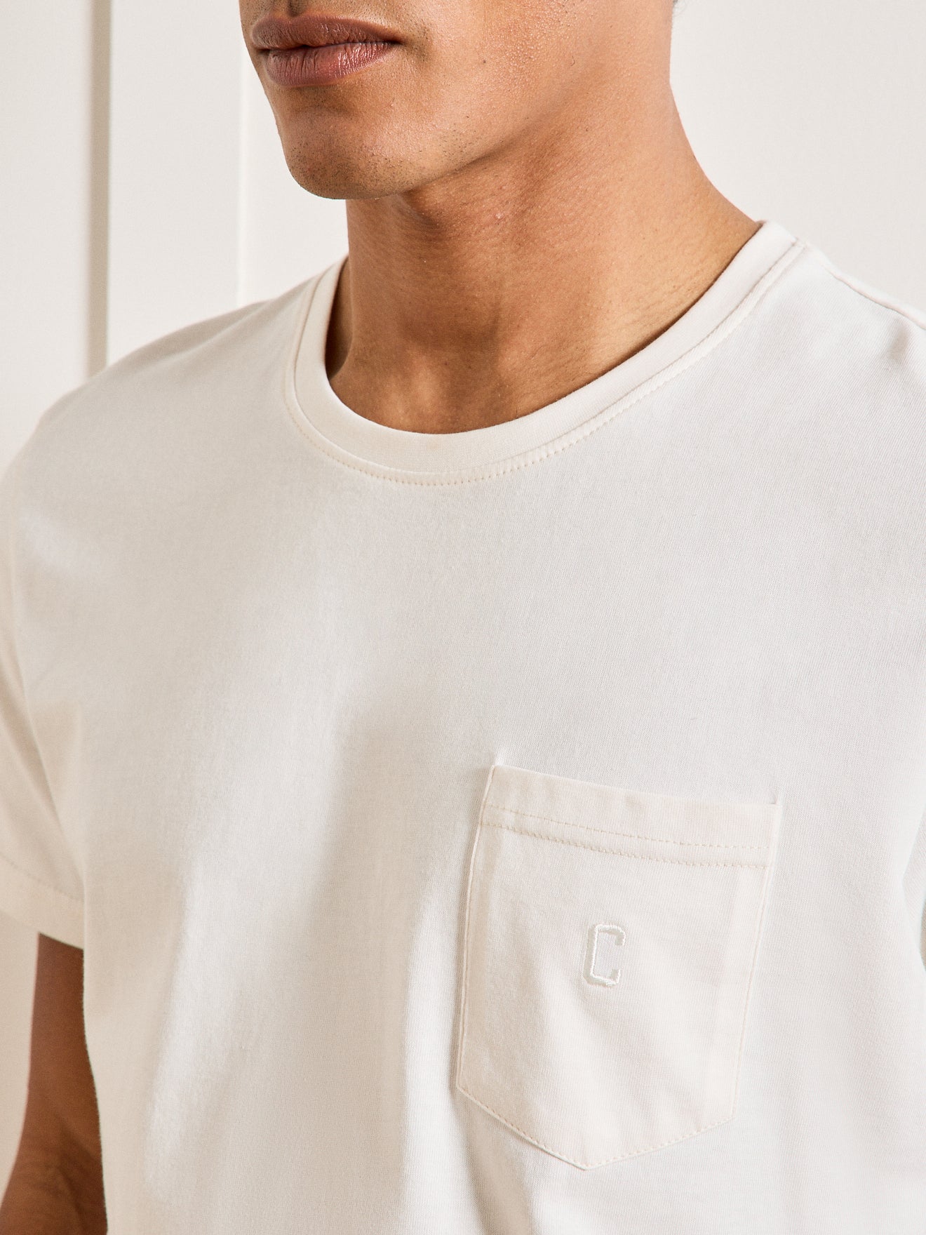 Herren T-Shirt aus Bio-Baumwolle, einfarbig mit Stickerei