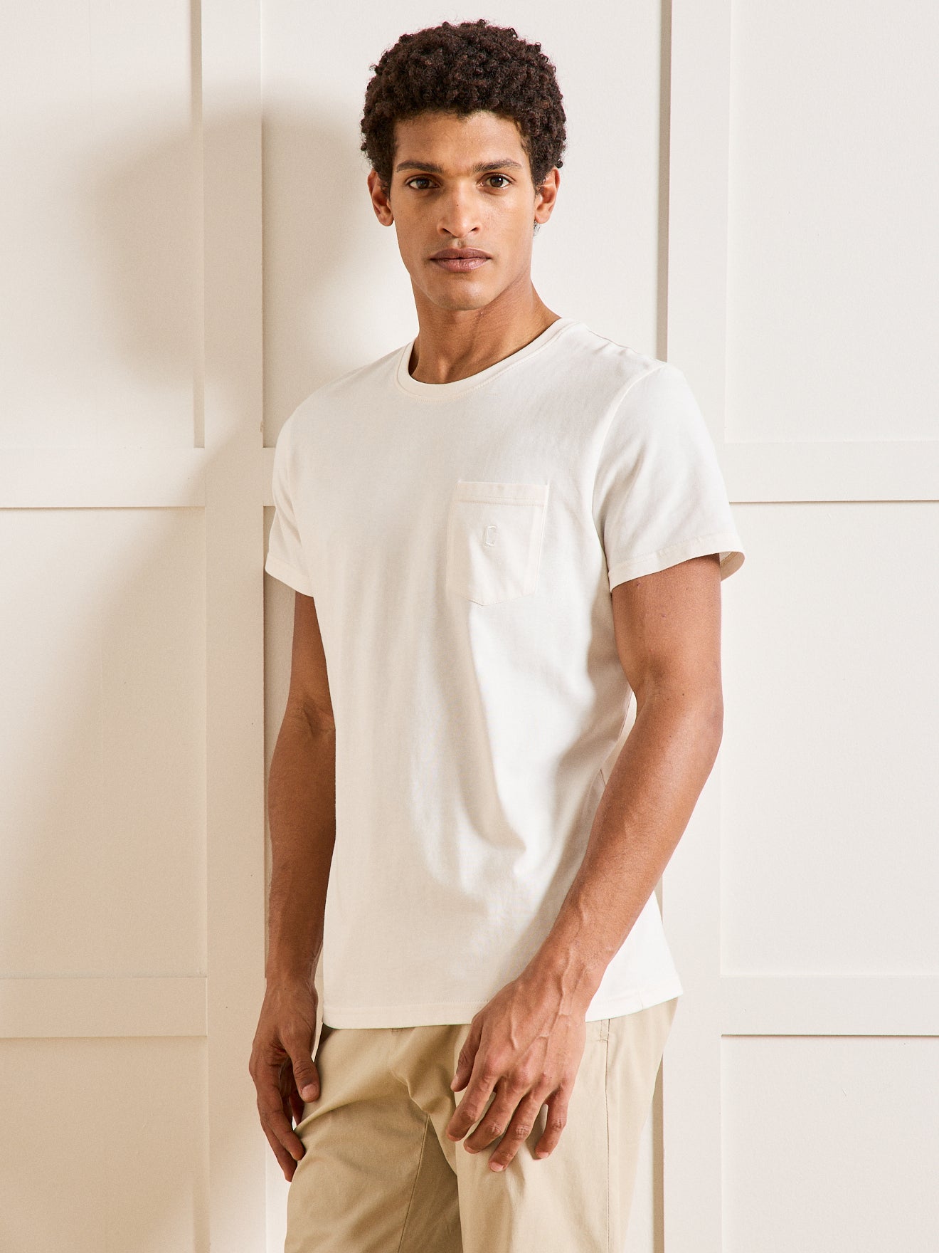 Herren T-Shirt aus Bio-Baumwolle, einfarbig mit Stickerei