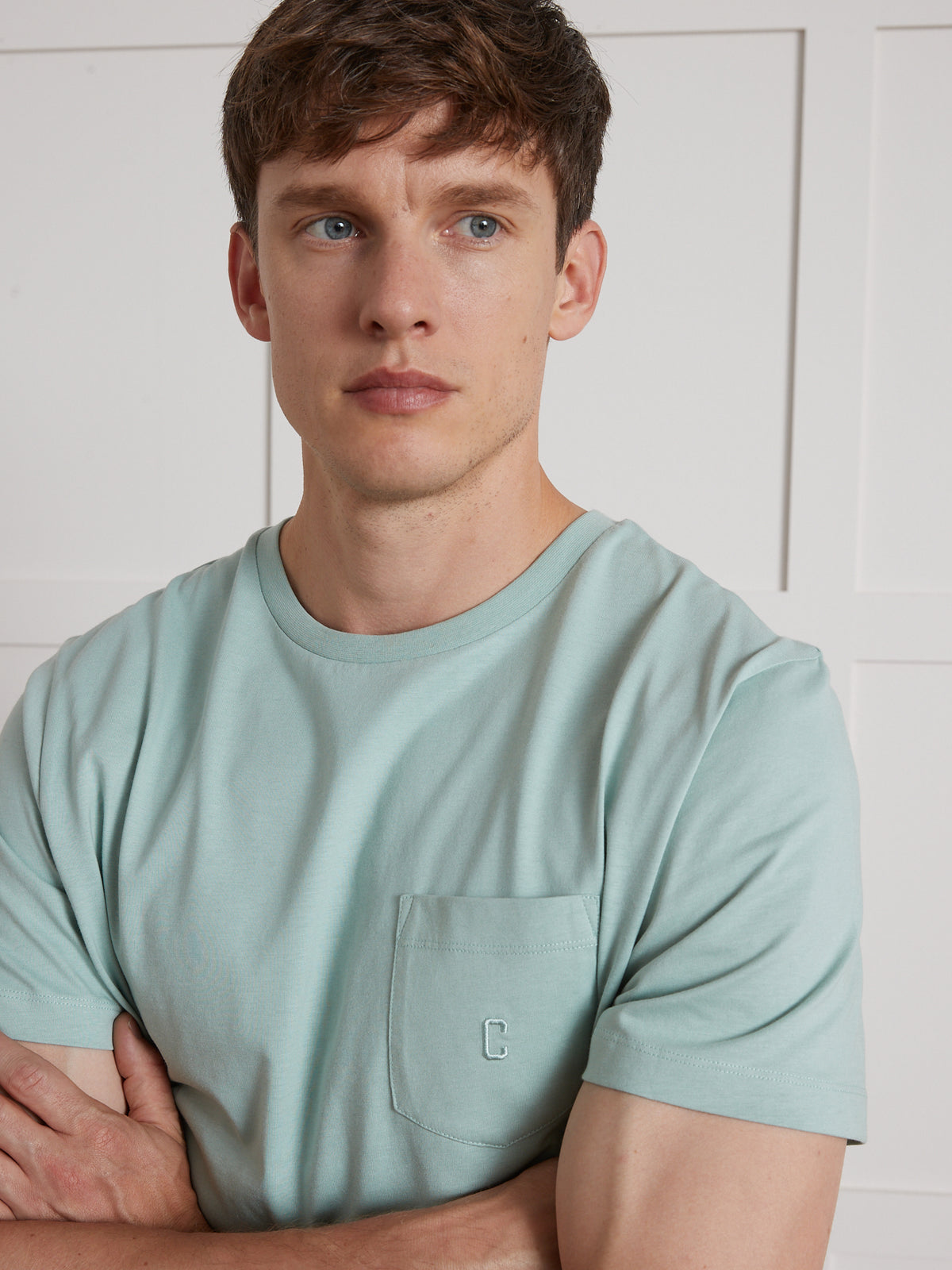 Herren T-Shirt aus Bio-Baumwolle, einfarbig mit Stickerei