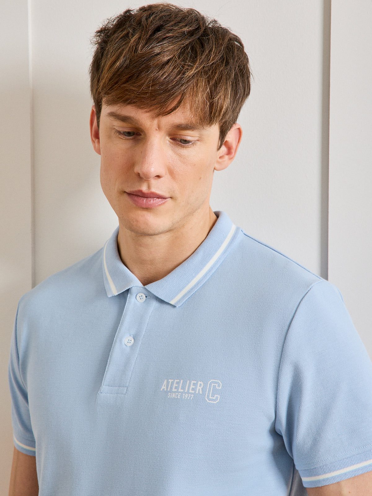 Zweifarbiges Herren-Poloshirt aus Pikee aus Bio-Baumwolle