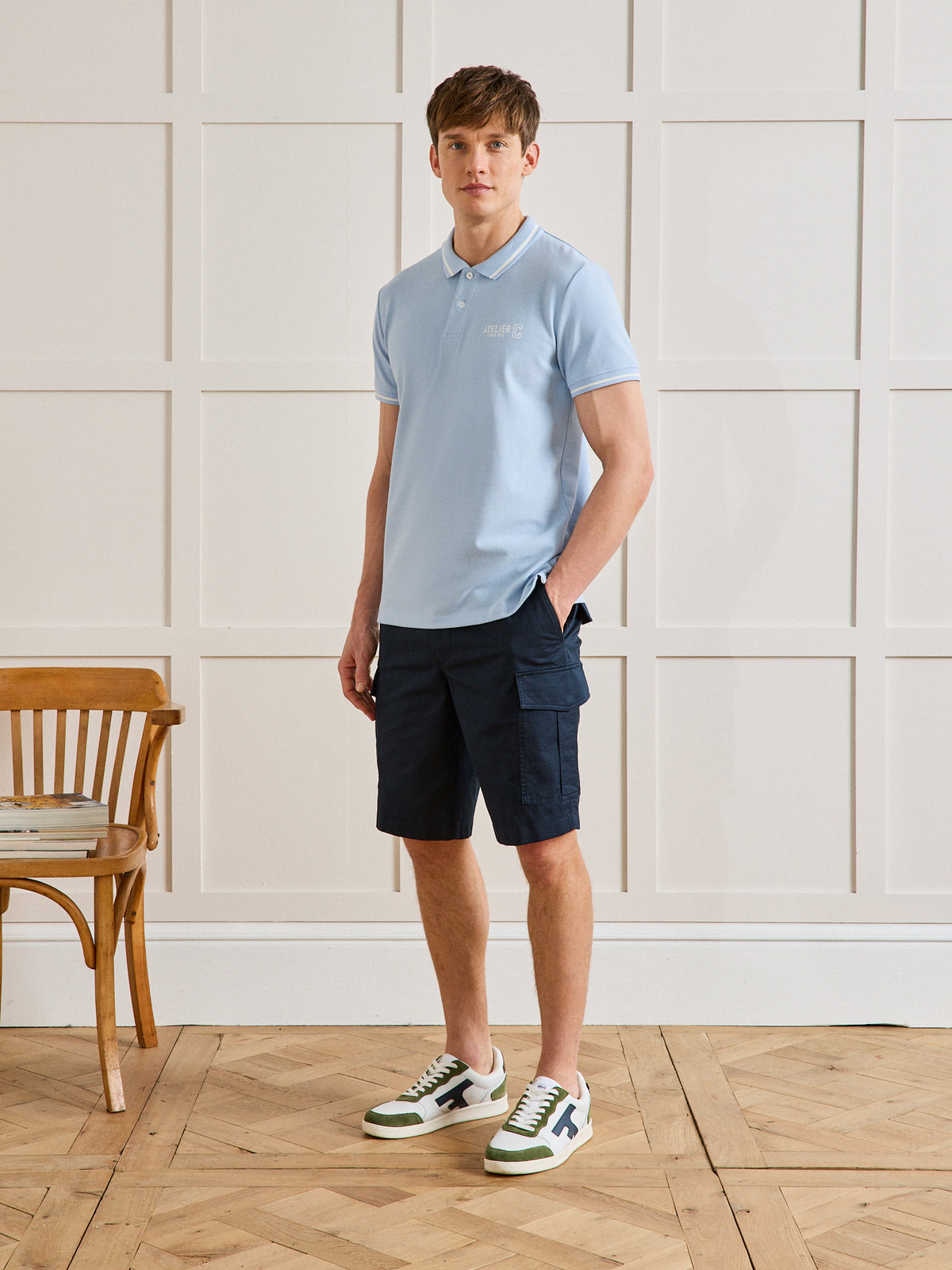 Zweifarbiges Herren-Poloshirt aus Pikee aus Bio-Baumwolle
