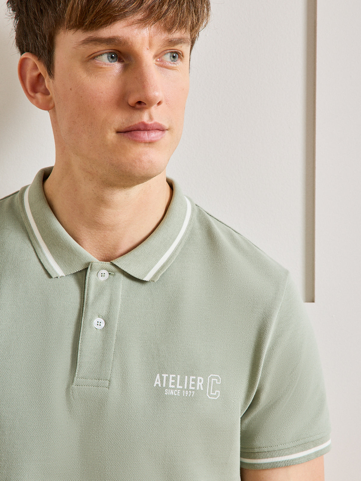 Zweifarbiges Herren-Poloshirt aus Pikee aus Bio-Baumwolle