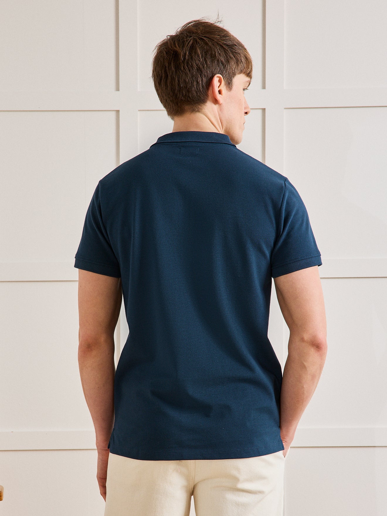 Einfarbiges Herren-Poloshirt aus Pikee aus Bio-Baumwolle