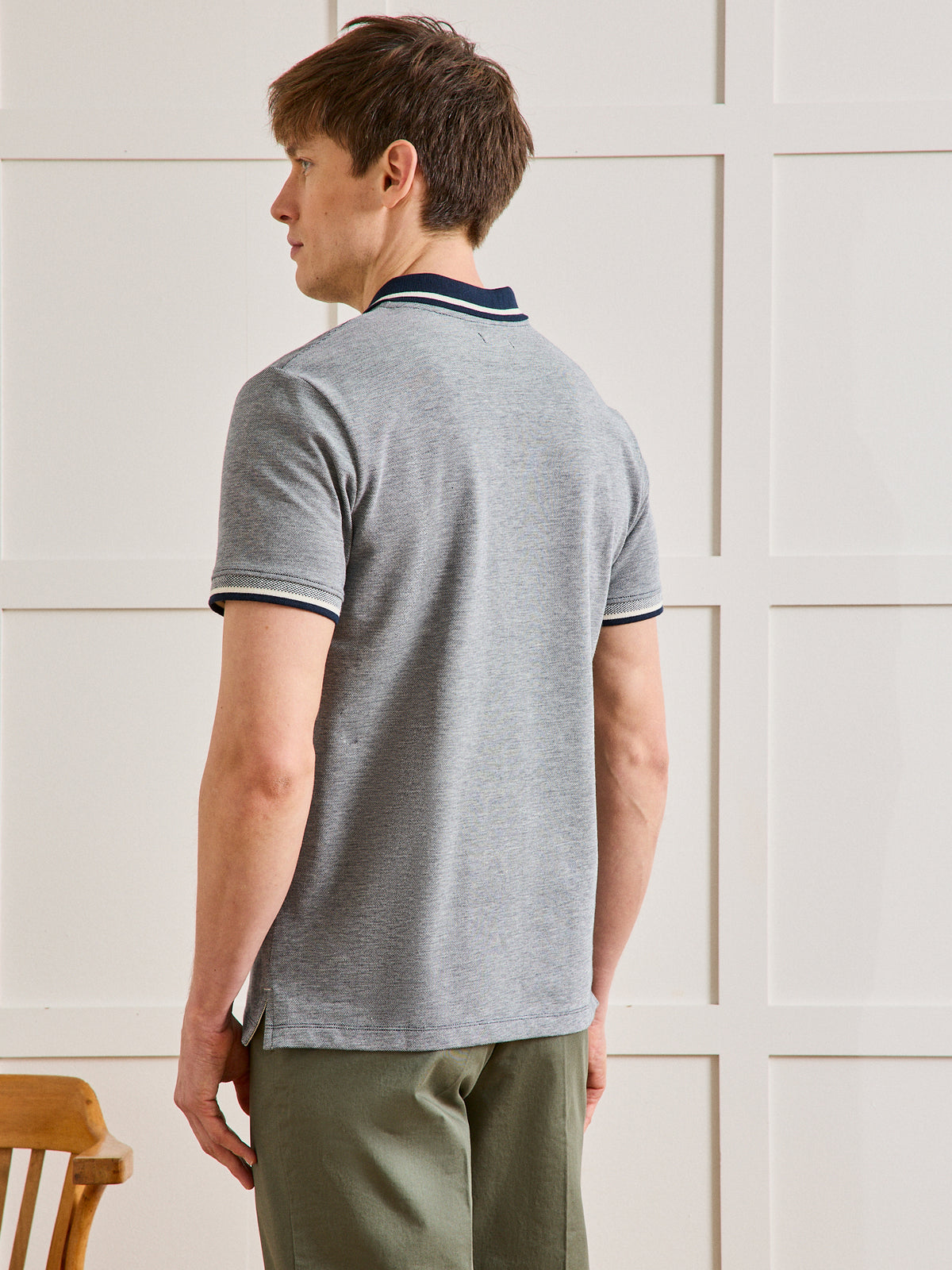 Polo maille piquée effet chiné homme coton biologique