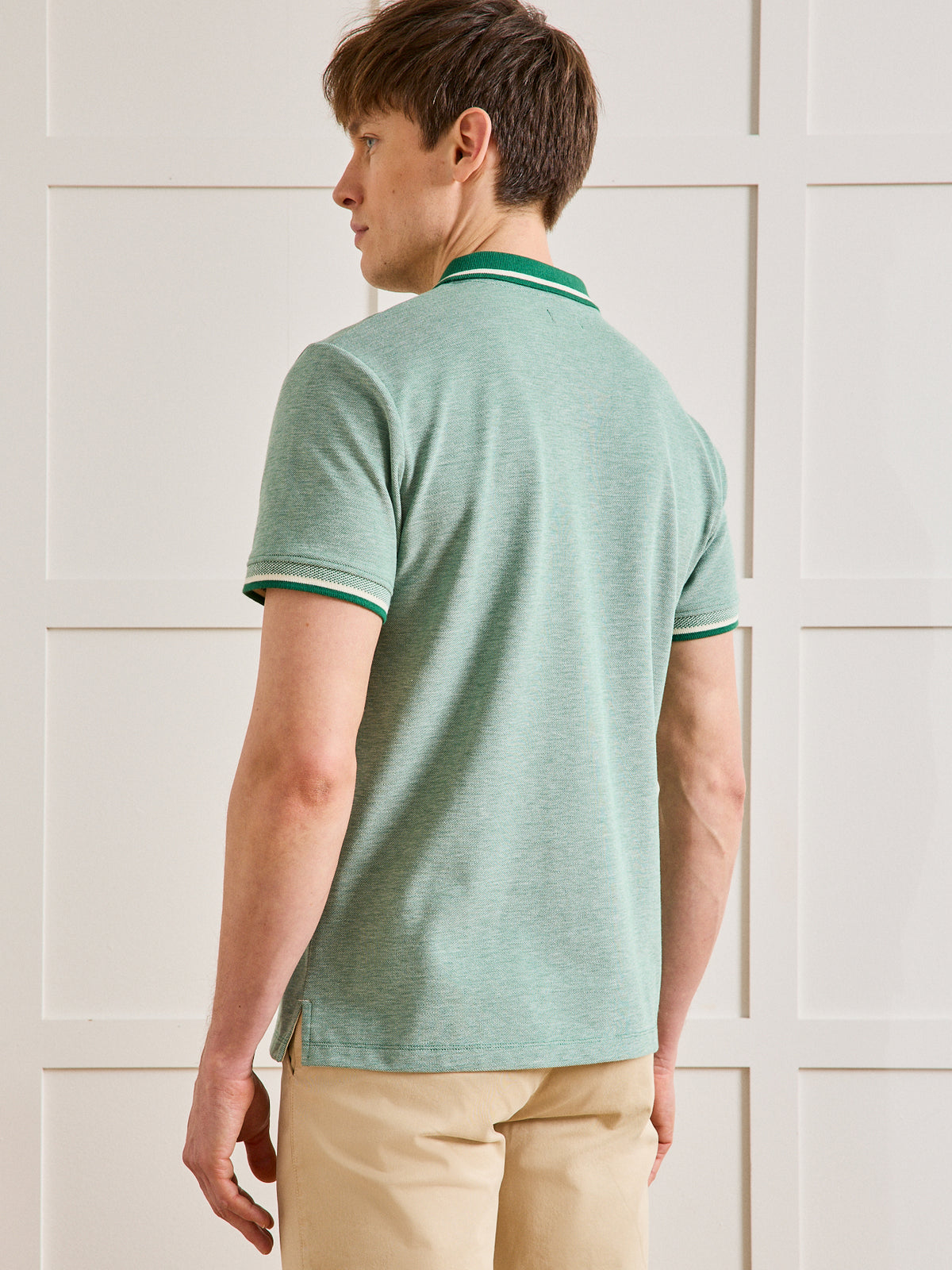 Herren-Poloshirt aus meliertem Pikee aus Bio-Baumwolle