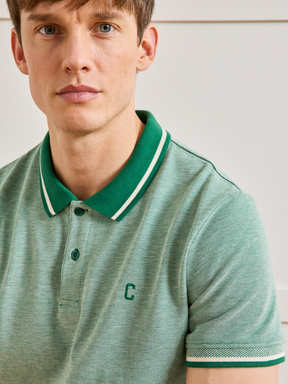 Herren-Poloshirt aus meliertem Pikee aus Bio-Baumwolle