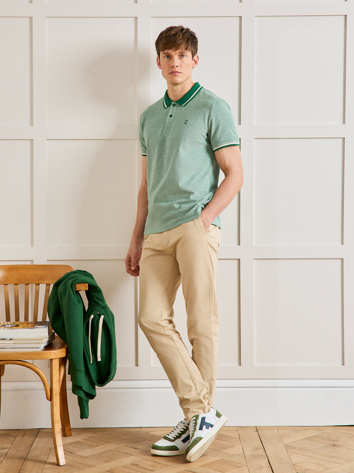 Herren-Poloshirt aus meliertem Pikee aus Bio-Baumwolle