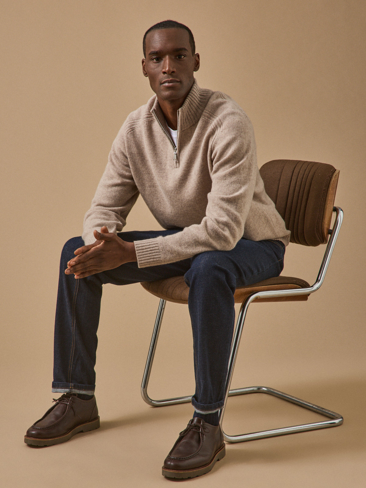 Pull col montant zippé homme