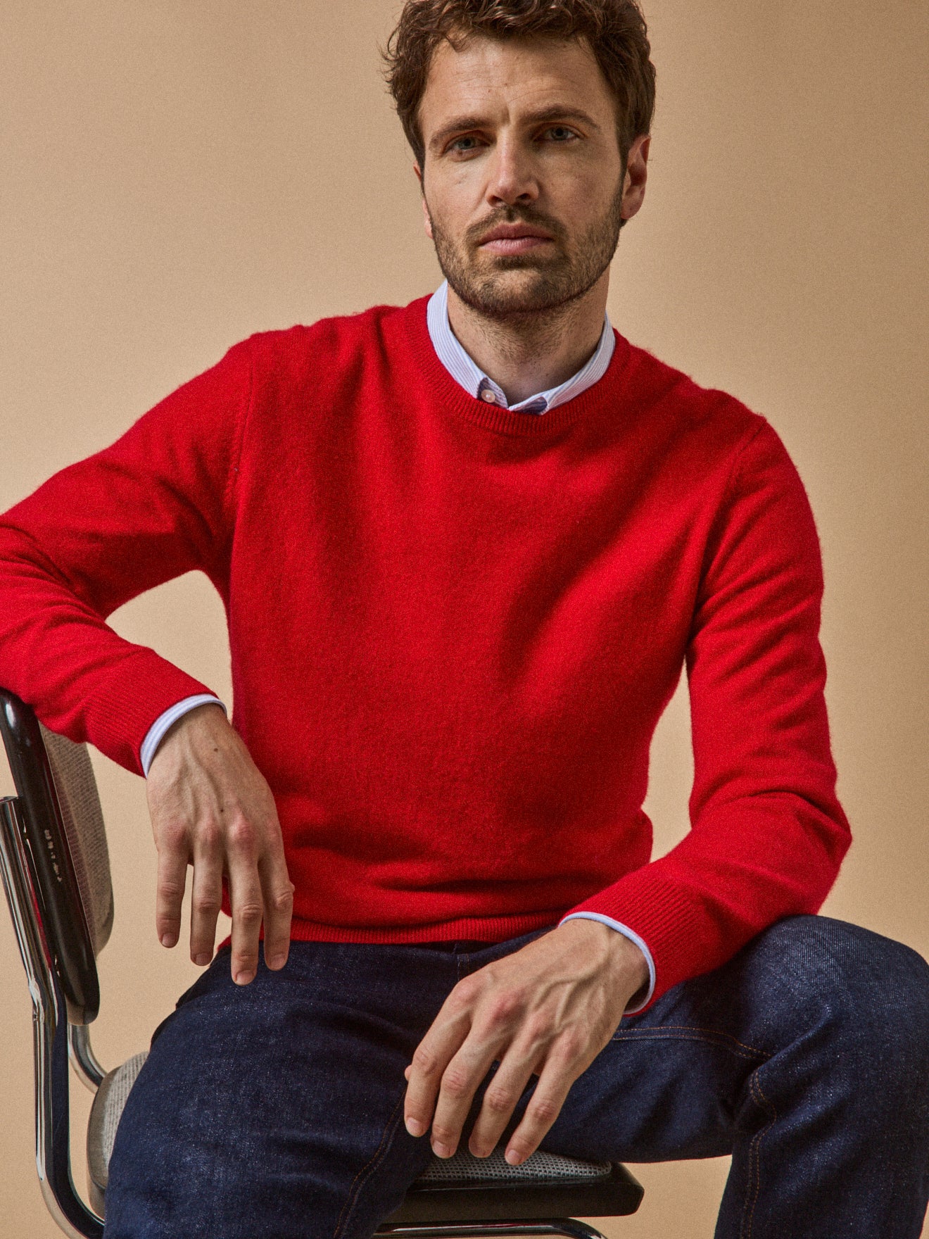 Herrenpullover aus Kaschmir mit rundem Halsausschnitt