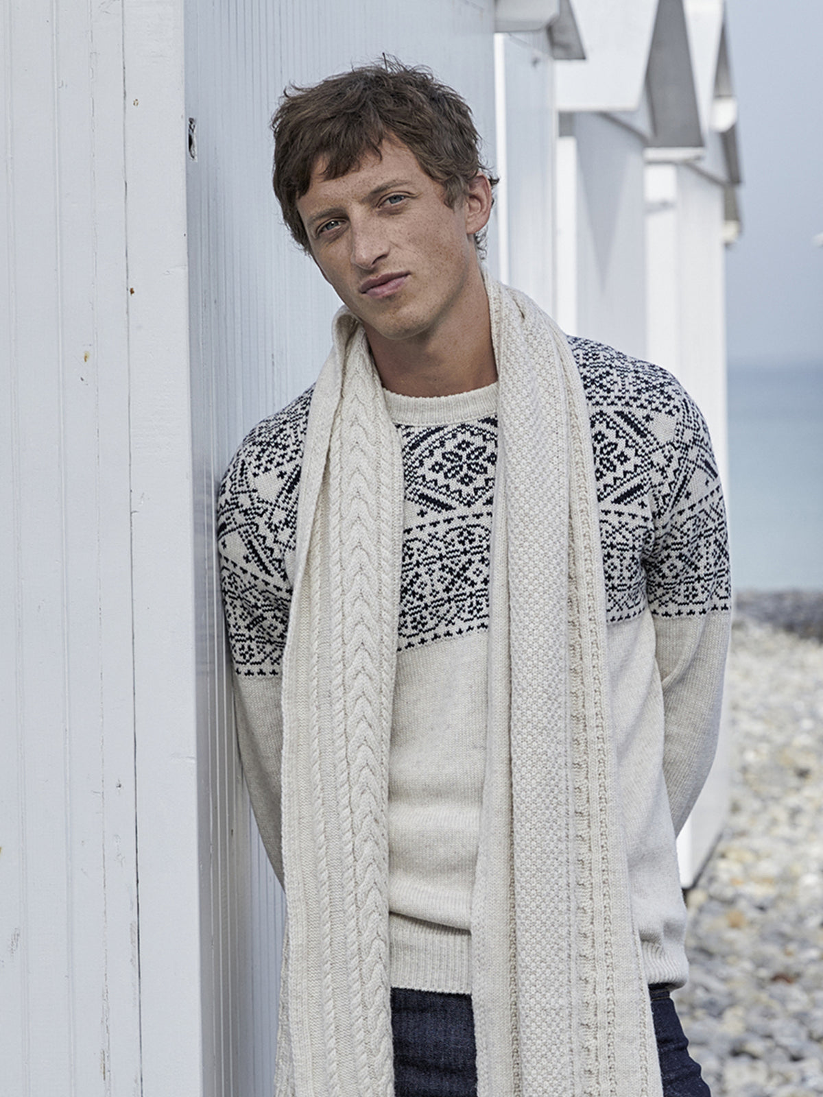 Pull col rond homme - collection jacquard famille