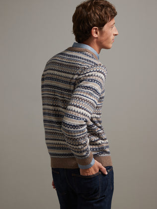 Pull col rond jacquard homme