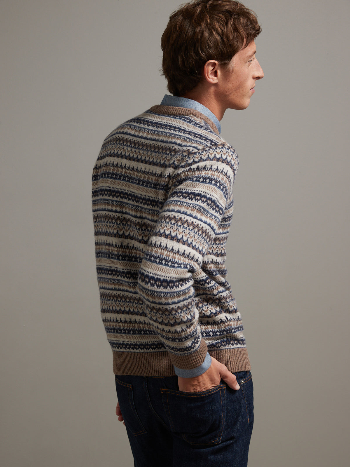 Pull col rond jacquard homme