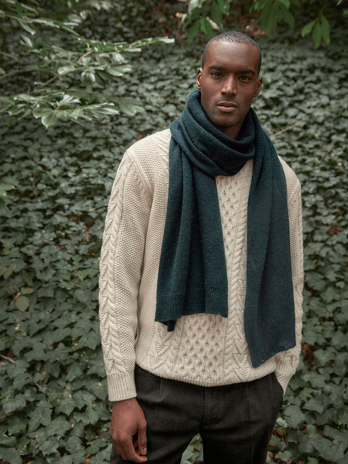 Pull torsadé homme avec laine recyclée