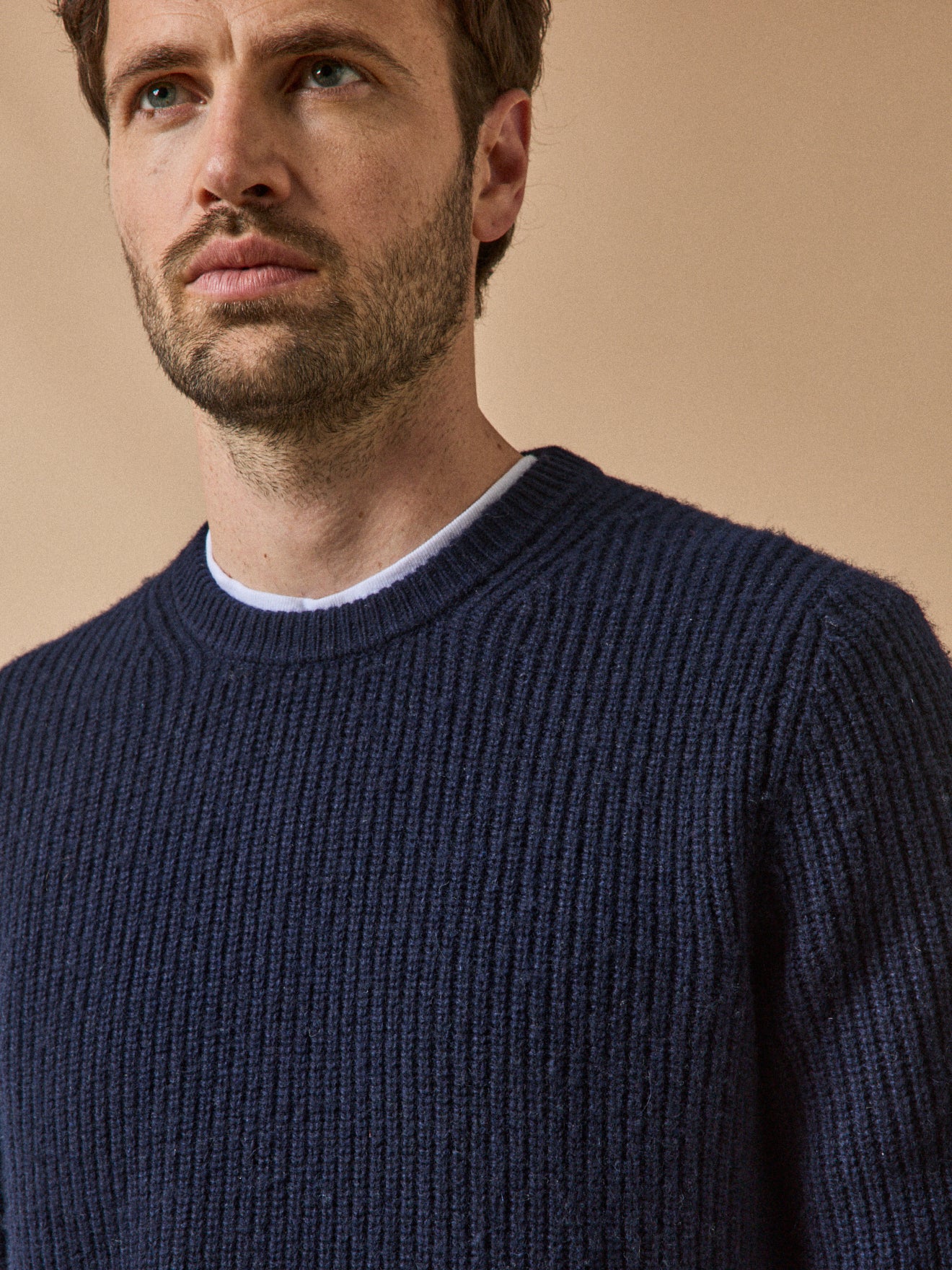 Herrenpullover aus Rippenstrick mit rundem Halsausschnitt