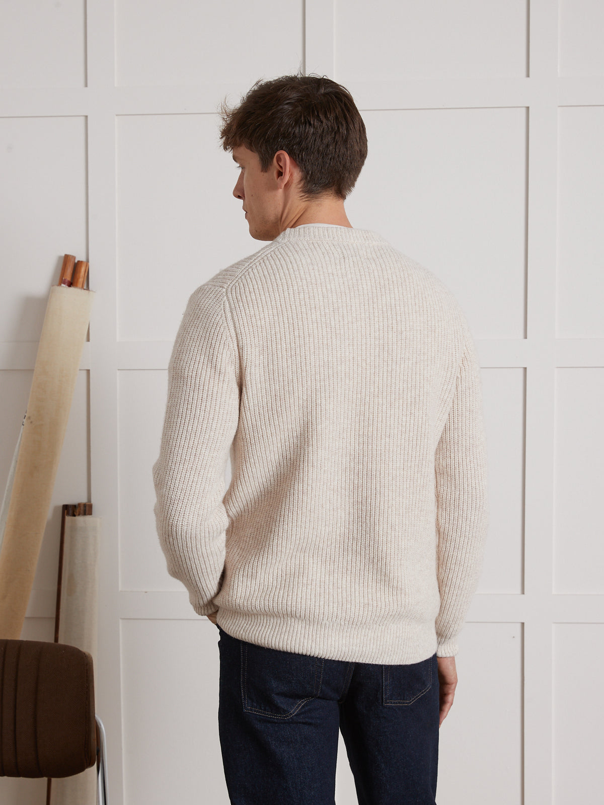 Pull col rond maille côtelée homme