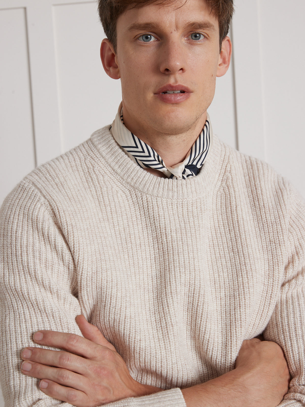 Pull col rond maille côtelée homme