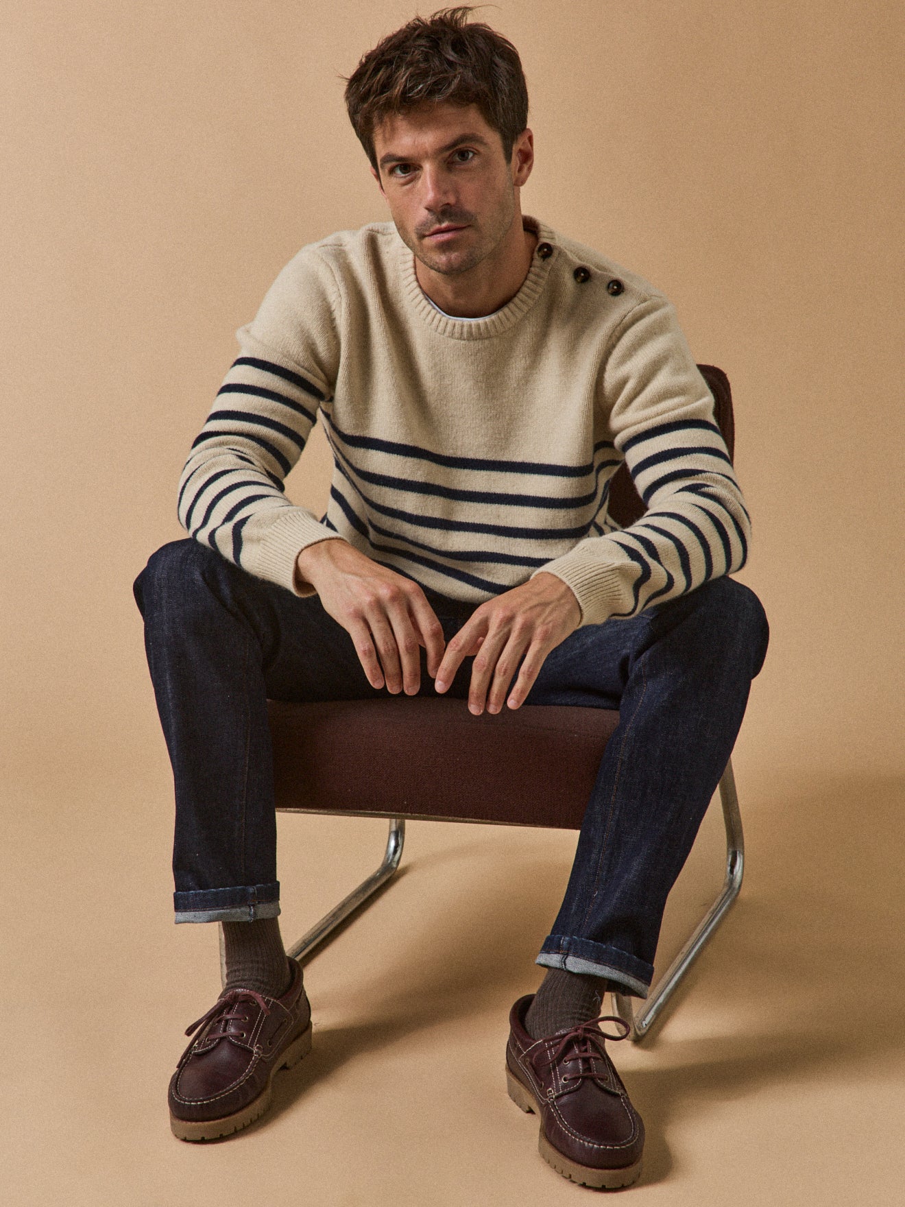 Pull marinière homme laine mélangée