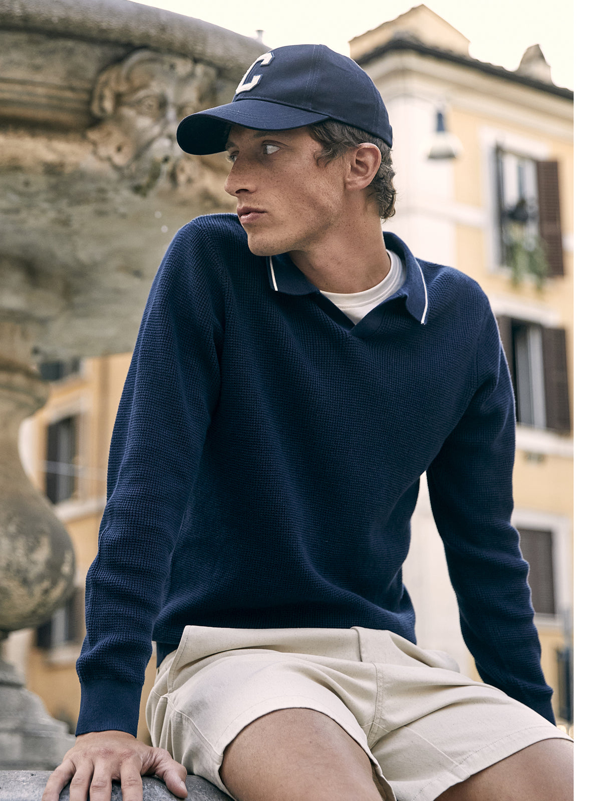 Pull coton col requin homme
