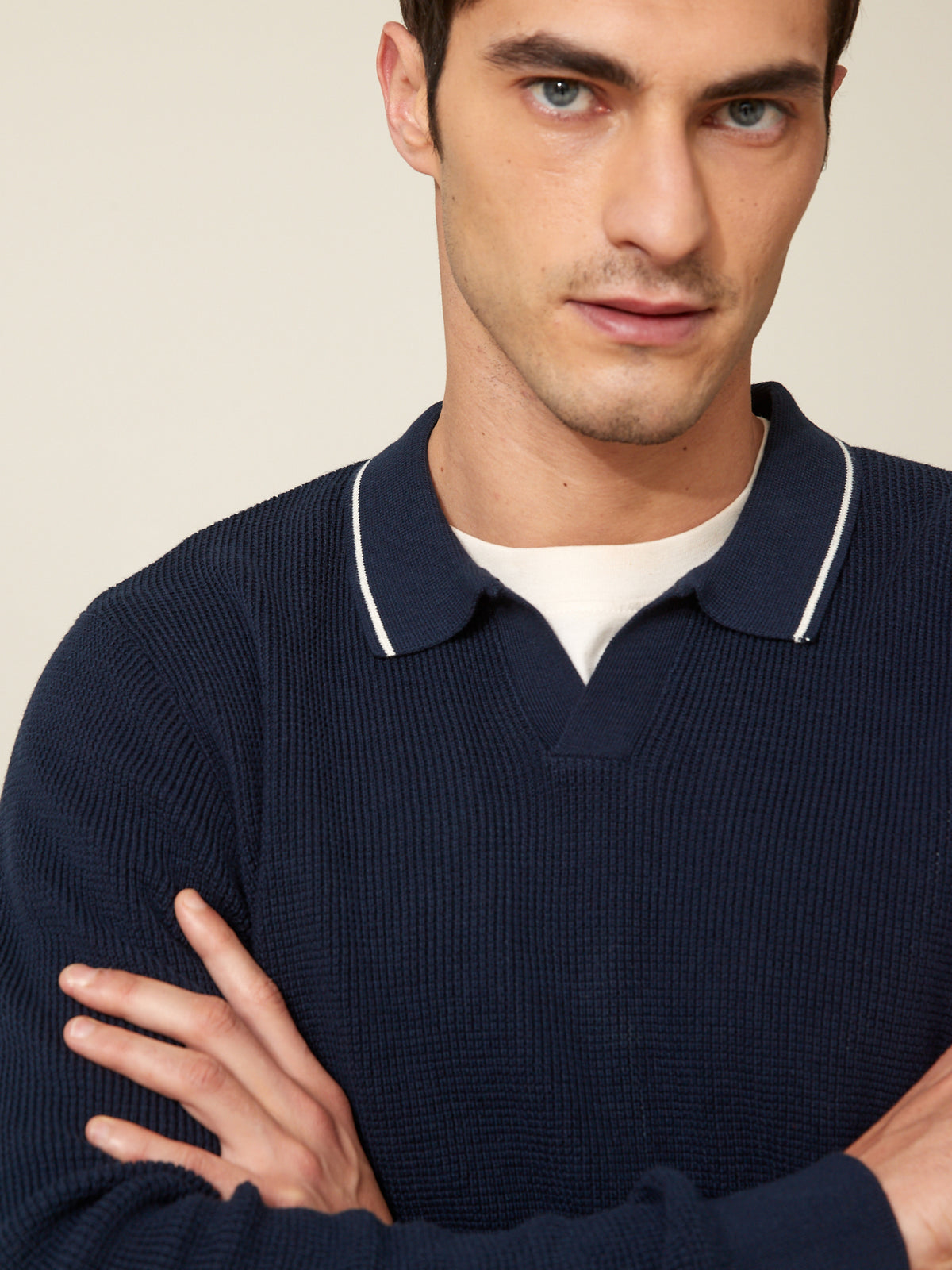 Pull coton col requin homme