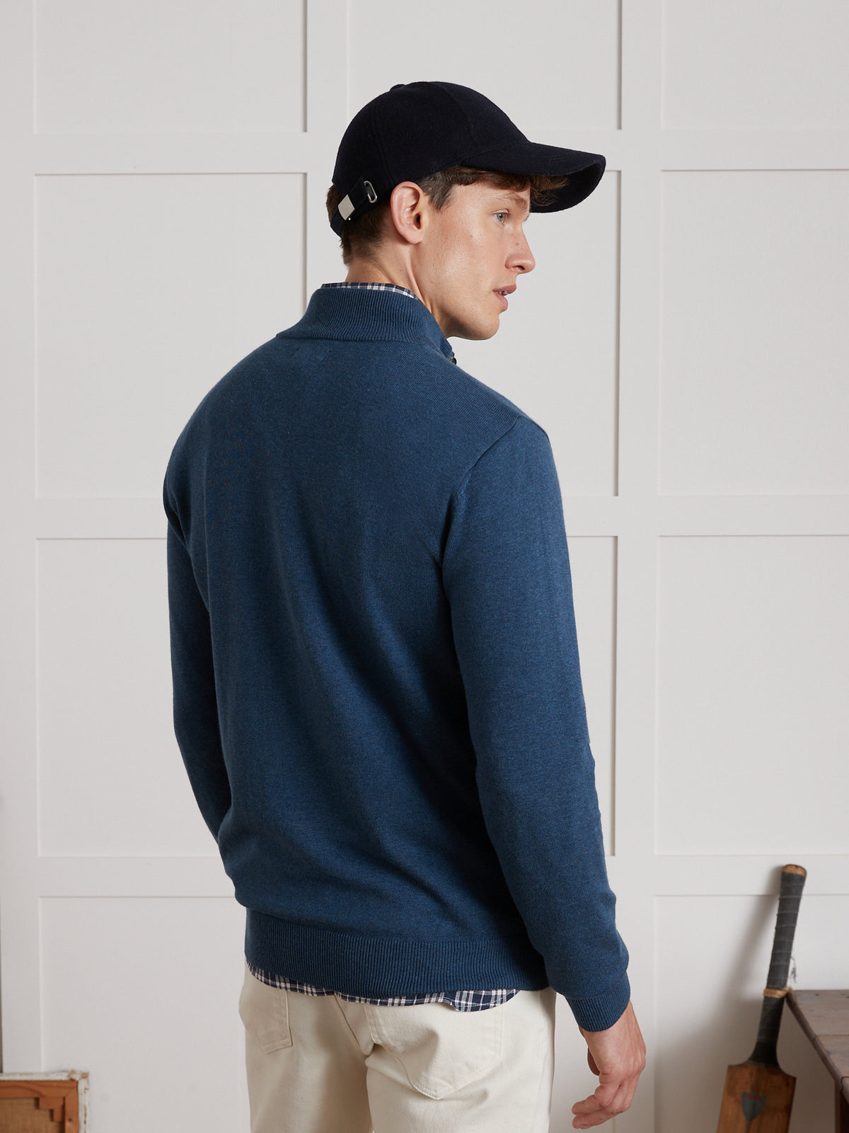 Herrenpullover mit Stehkragen aus Baumwolle, Seide und Cashmere