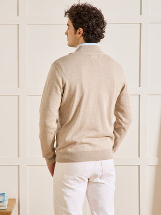 Herrenpullover mit Stehkragen aus Baumwolle, Seide und Cashmere