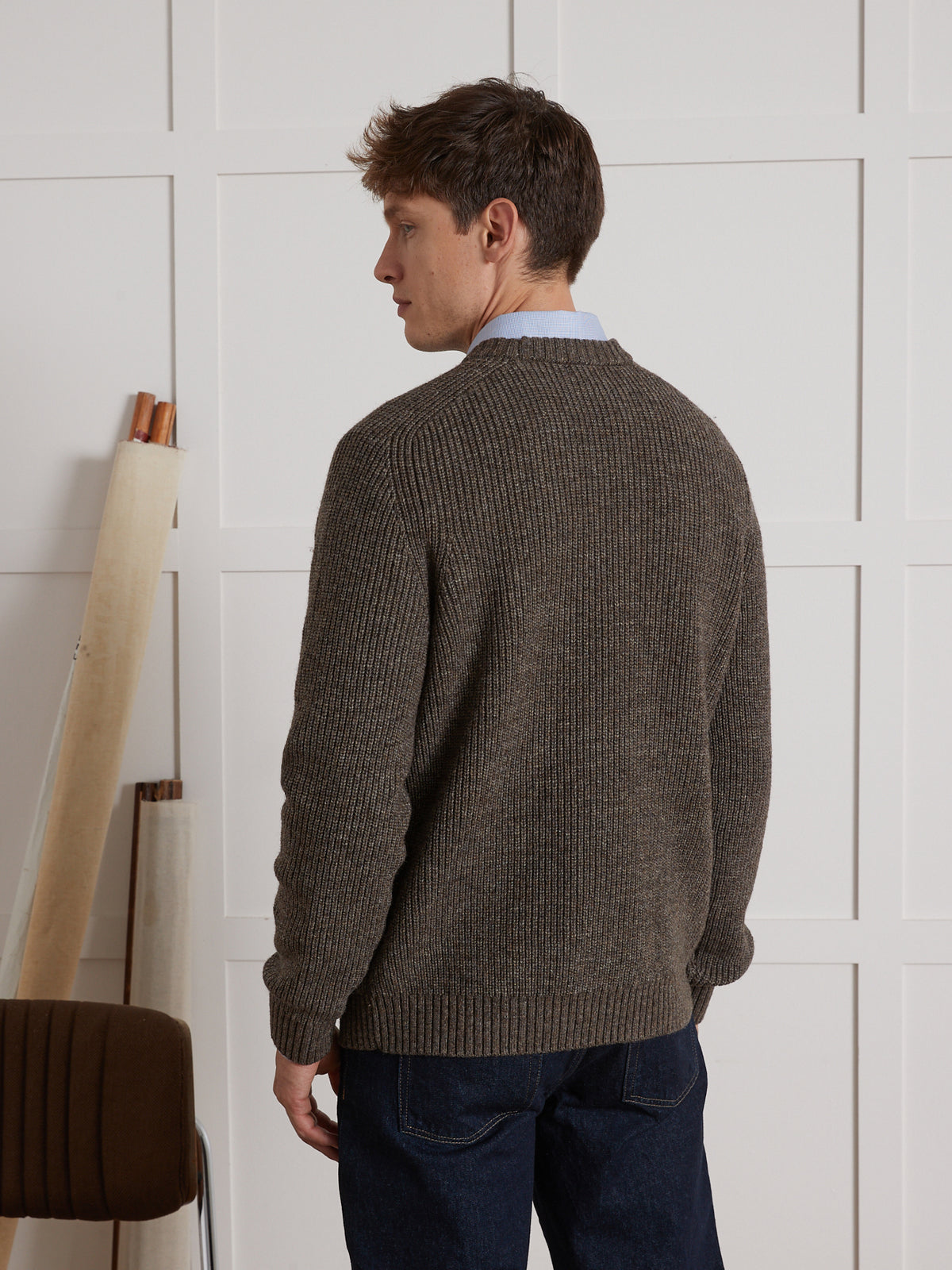 Herrenpullover in Patentstrick mit rundem Halsausschnitt