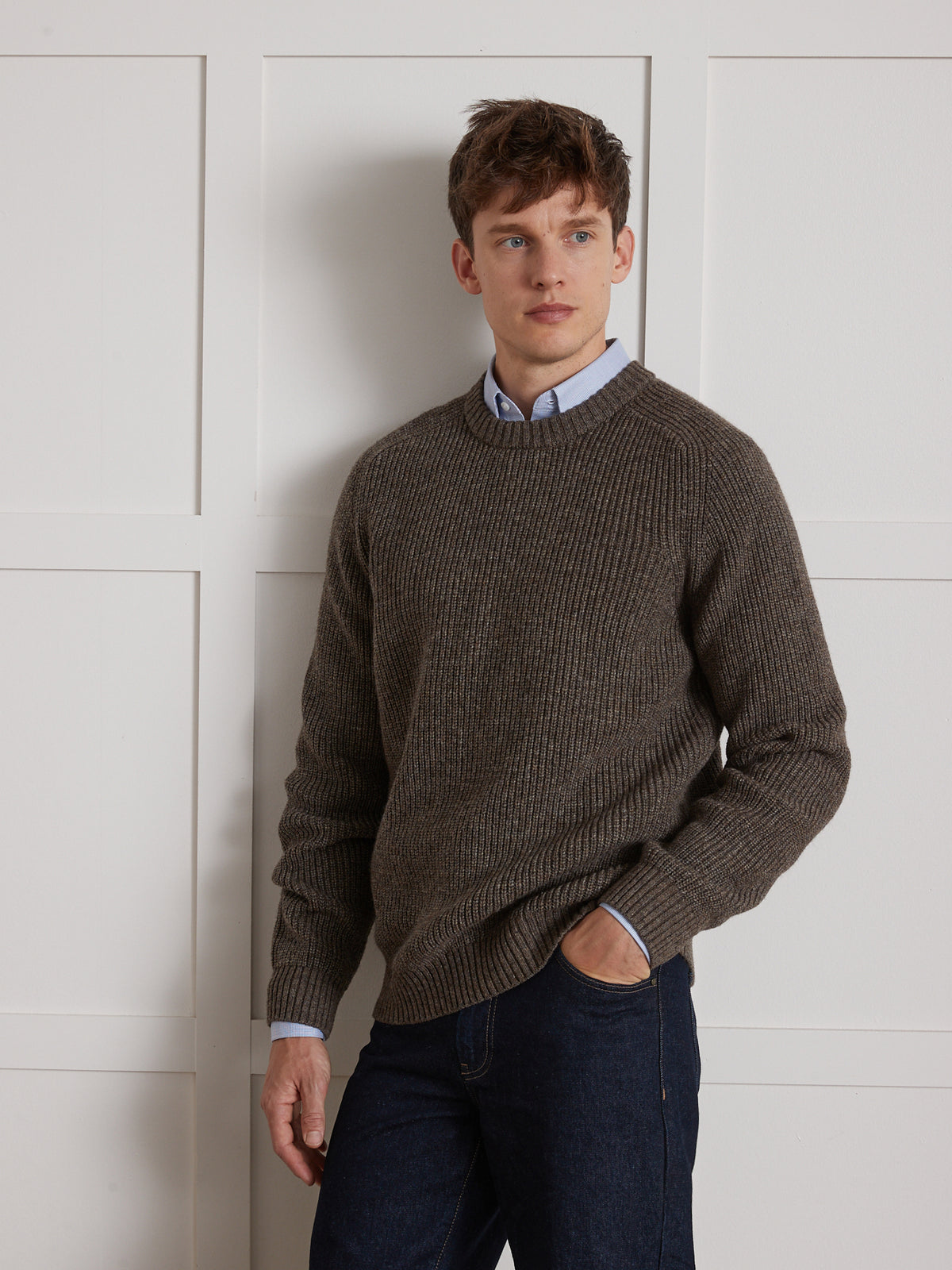 Herrenpullover in Patentstrick mit rundem Halsausschnitt