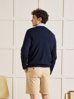 Pull fin col rond laine mérinos homme