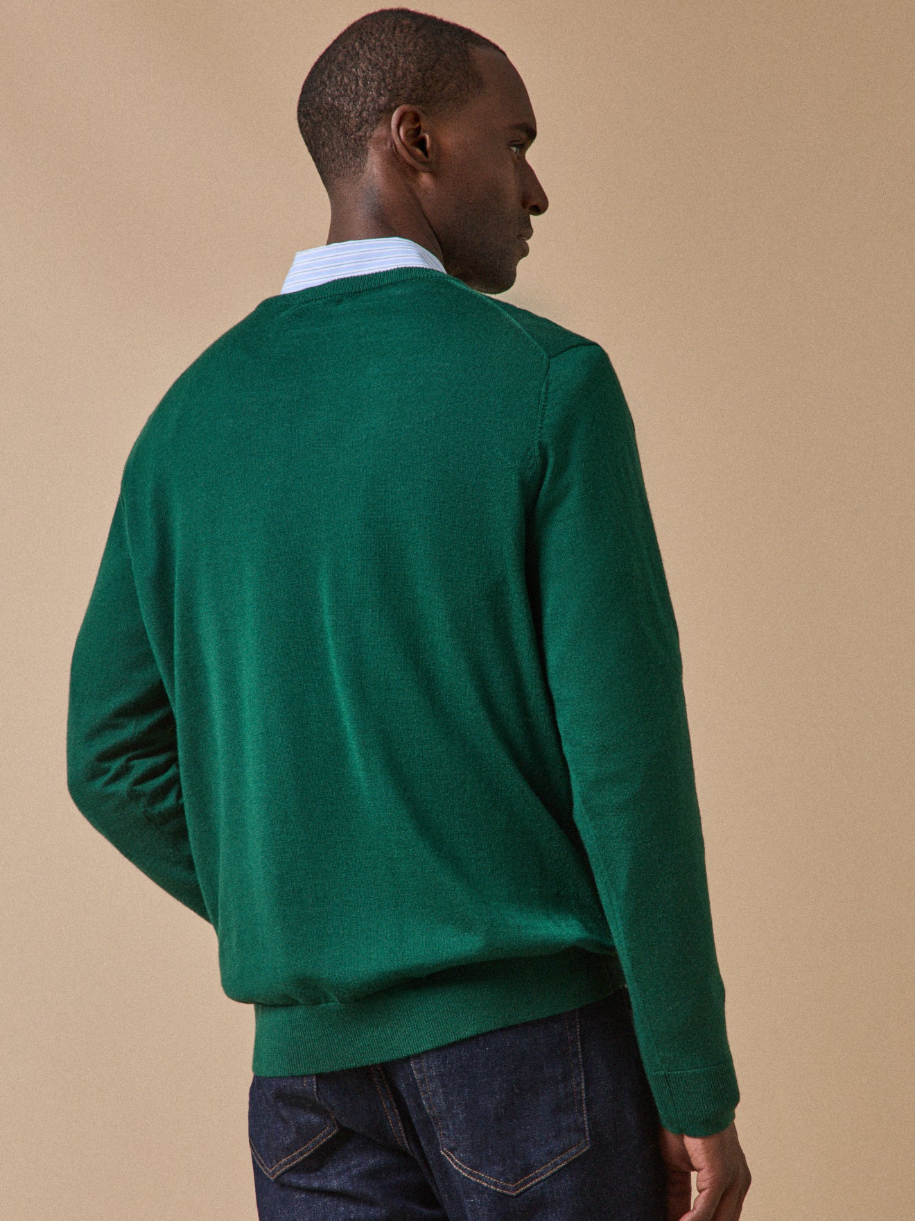 Pull fin col rond laine mérinos homme