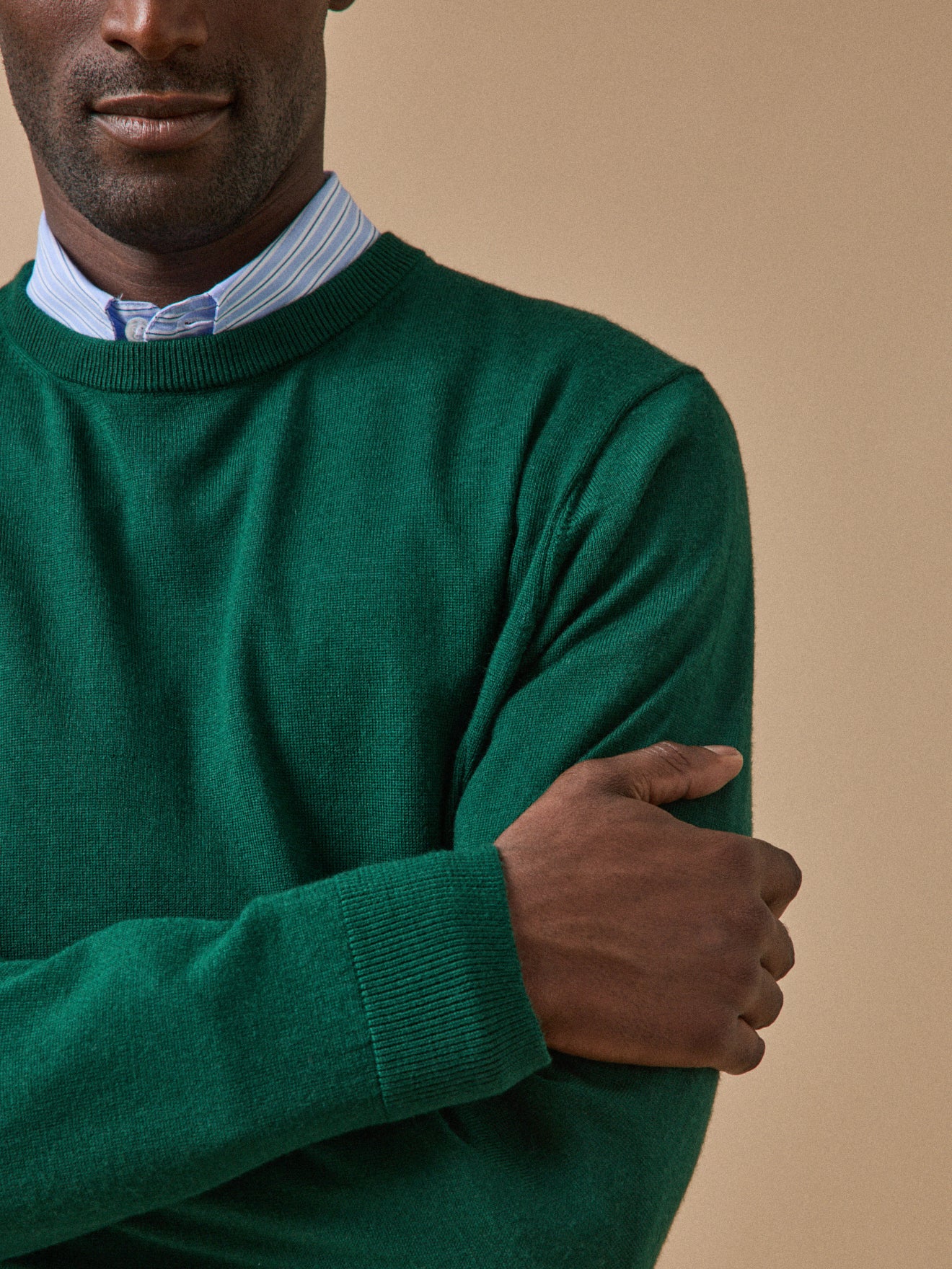 Pull fin col rond laine mérinos homme