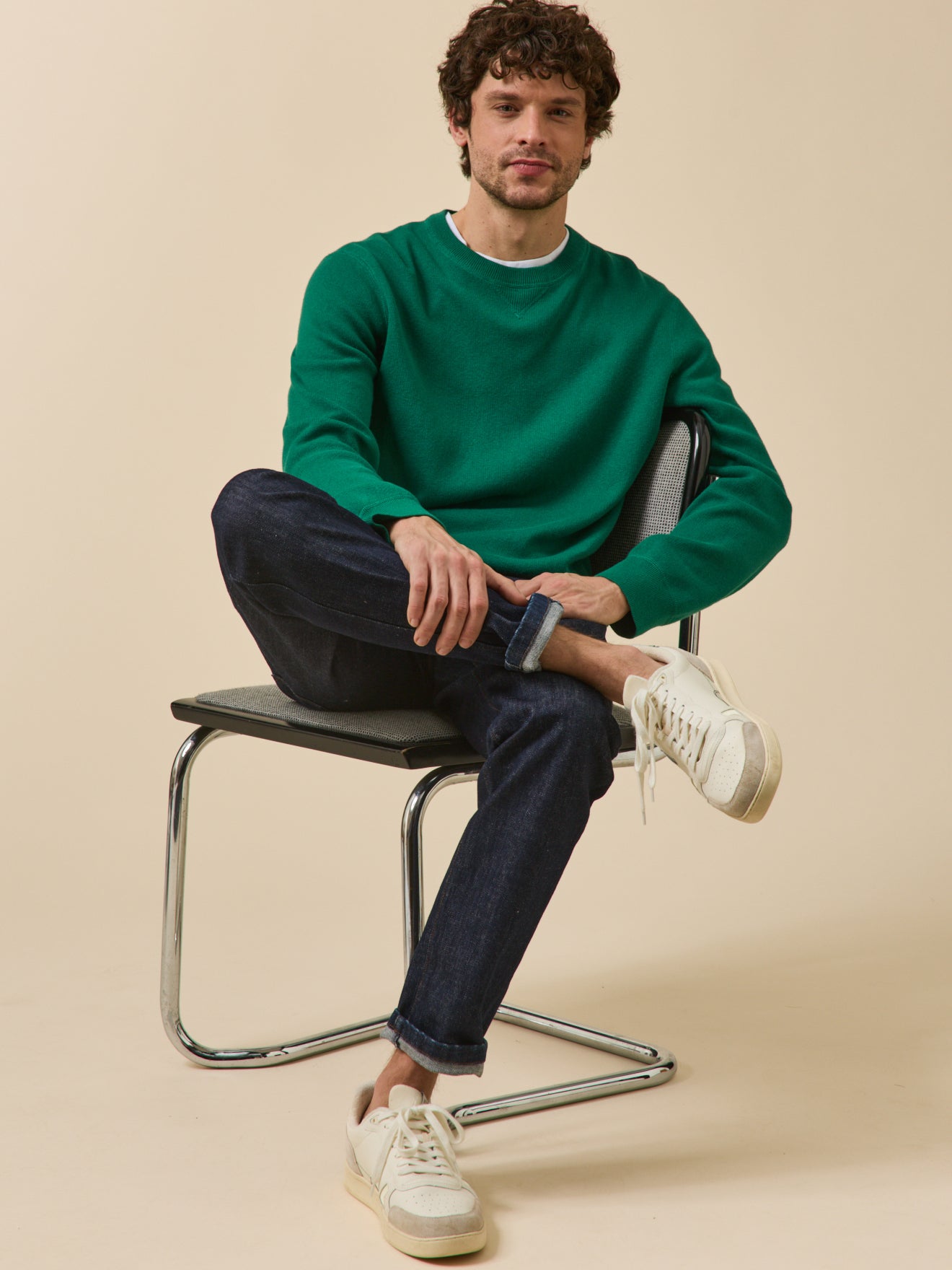 Pull effet sweat homme coton cachemire