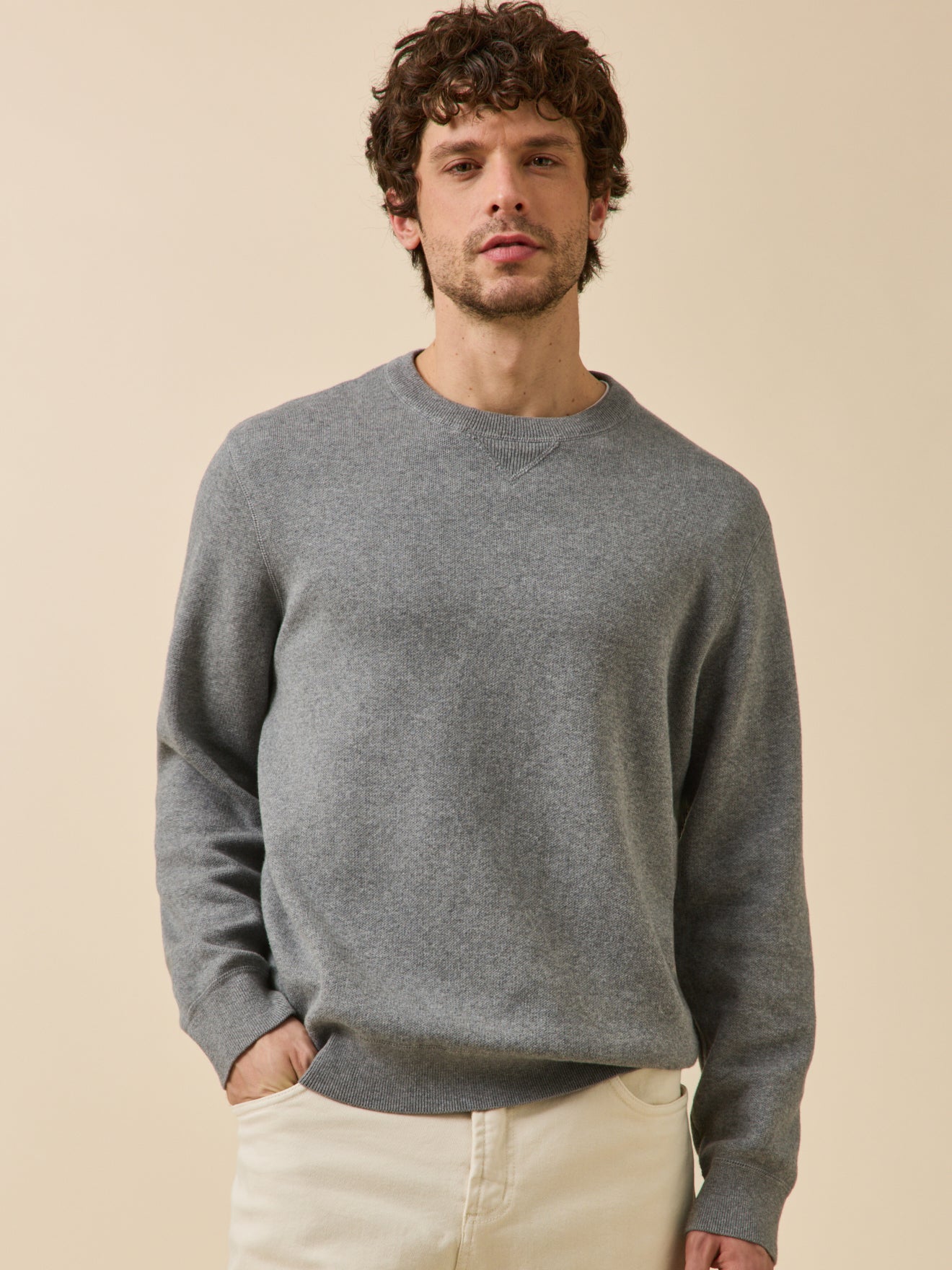 Pull effet sweat homme coton cachemire