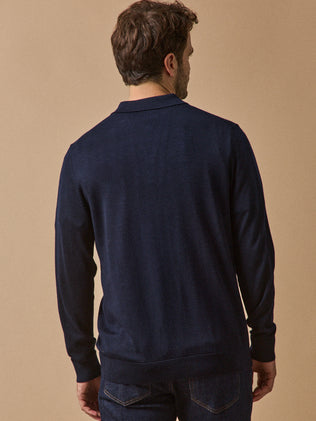 Feinmaschiger Herrenpullover mit Polokragen aus Merinowolle