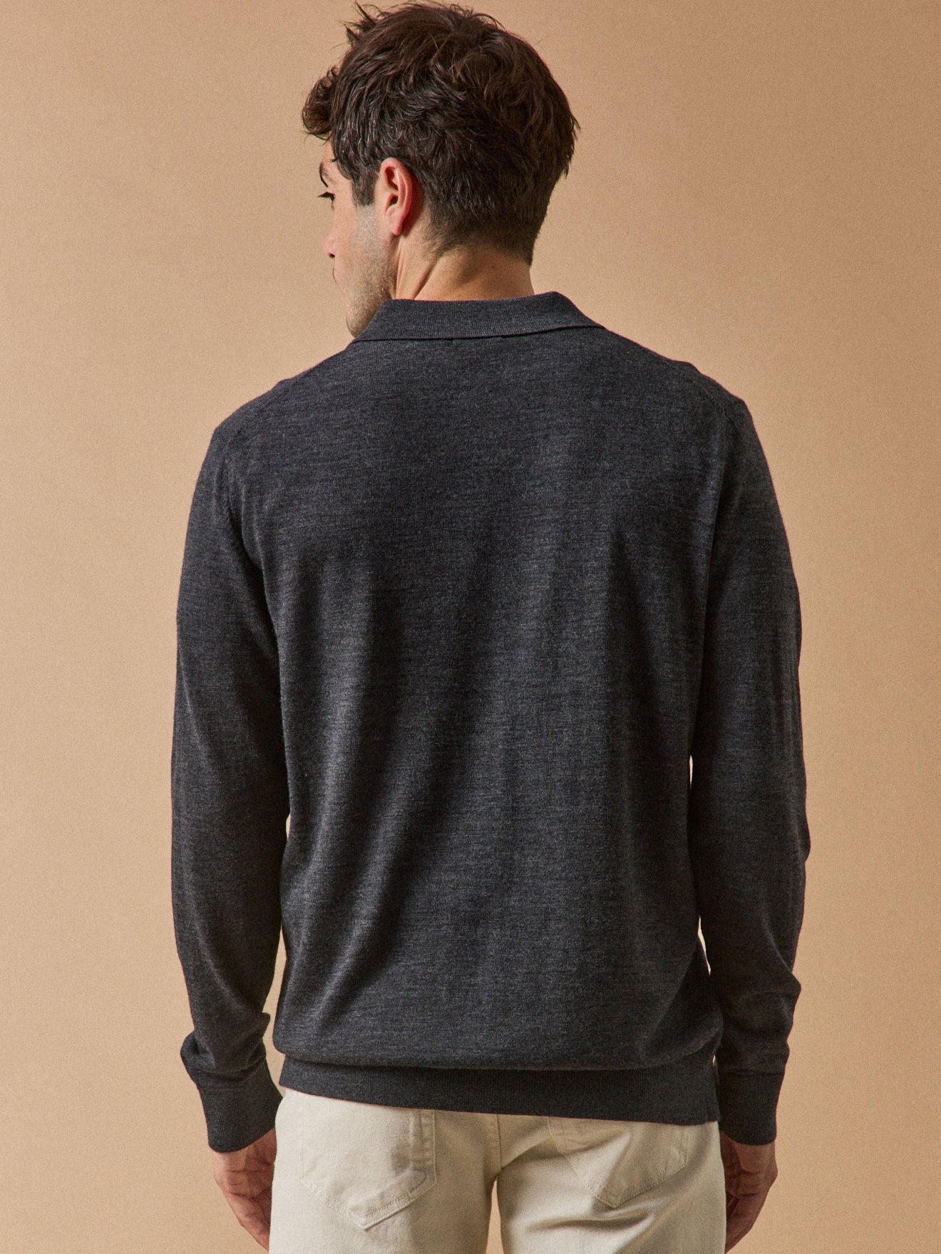 Pull fin col polo laine mérinos homme