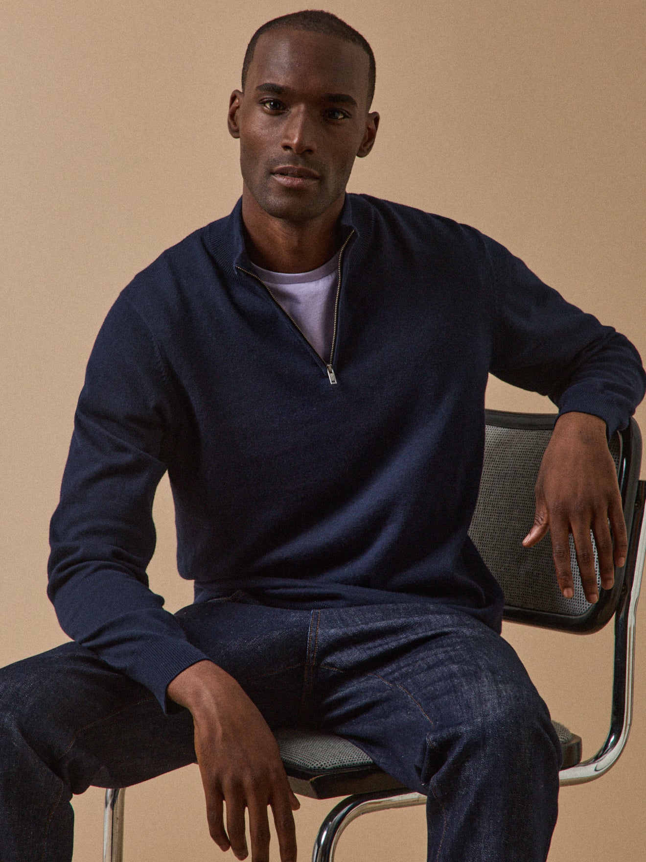 Pull col montant homme coton biologique et cachemire