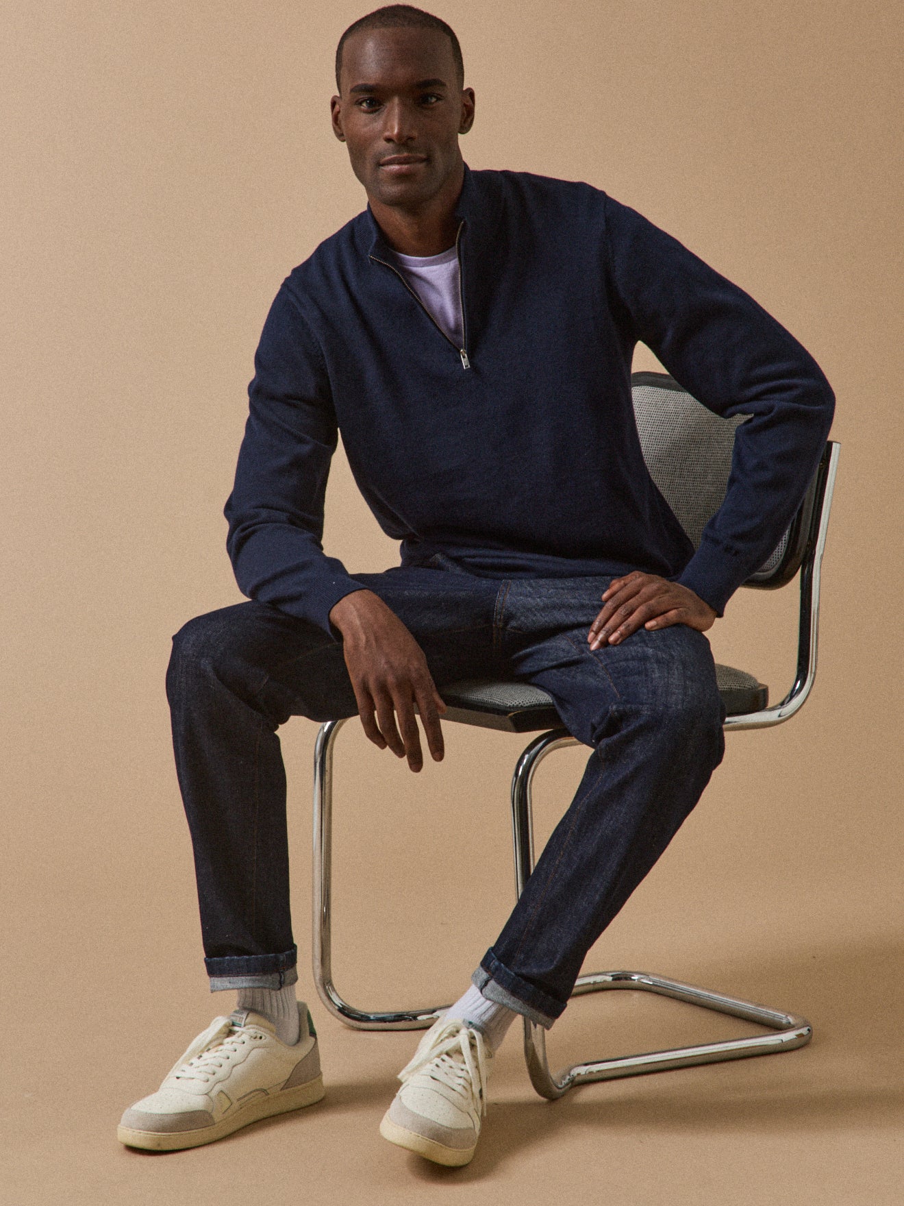 Pull col montant homme coton biologique et cachemire