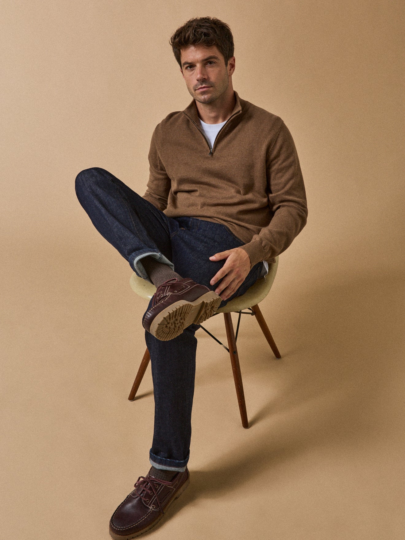 Damenpullover mit Stehkragen aus Bio-Baumwolle und Cashmere