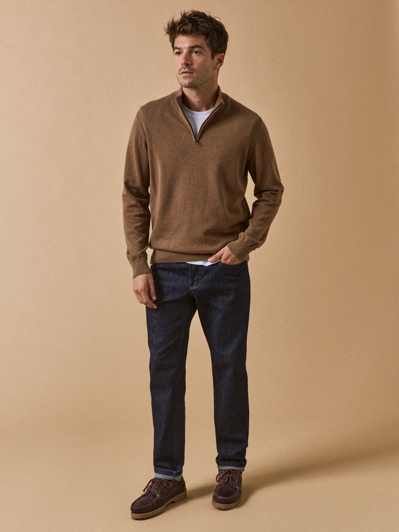 Damenpullover mit Stehkragen aus Bio-Baumwolle und Cashmere