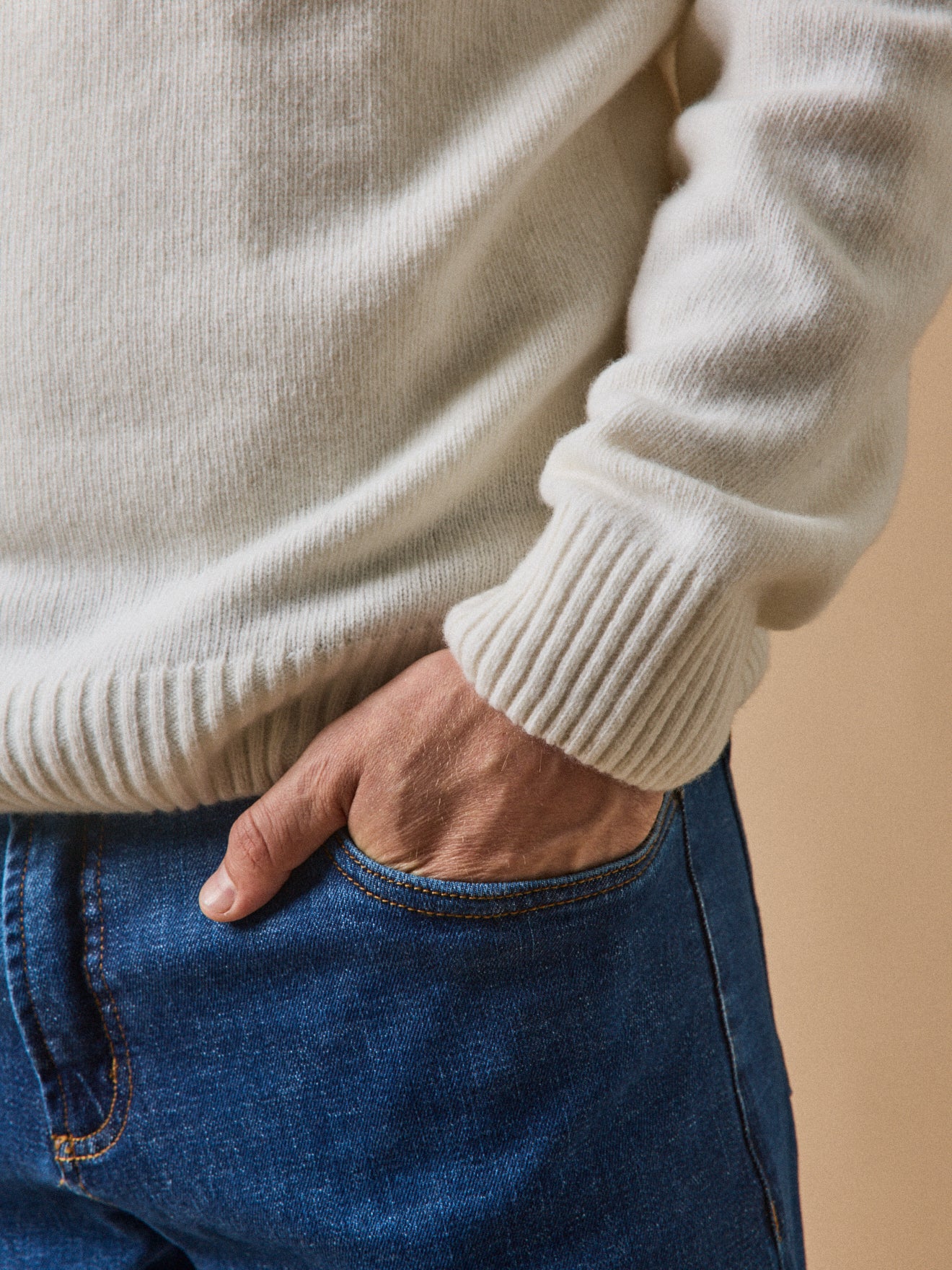 Pull col rond homme mélange laine