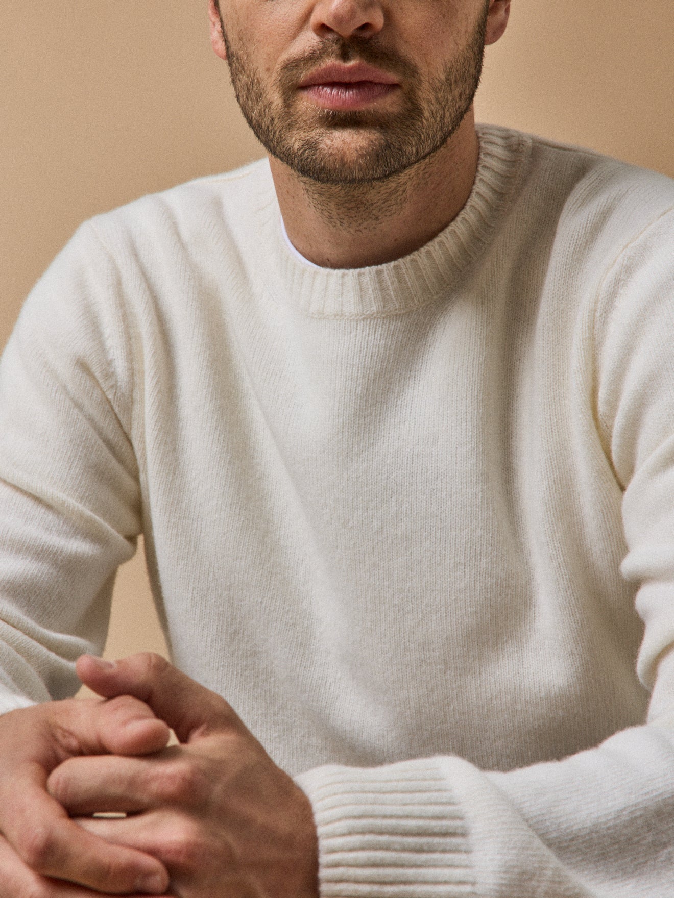 Pull col rond homme mélange laine