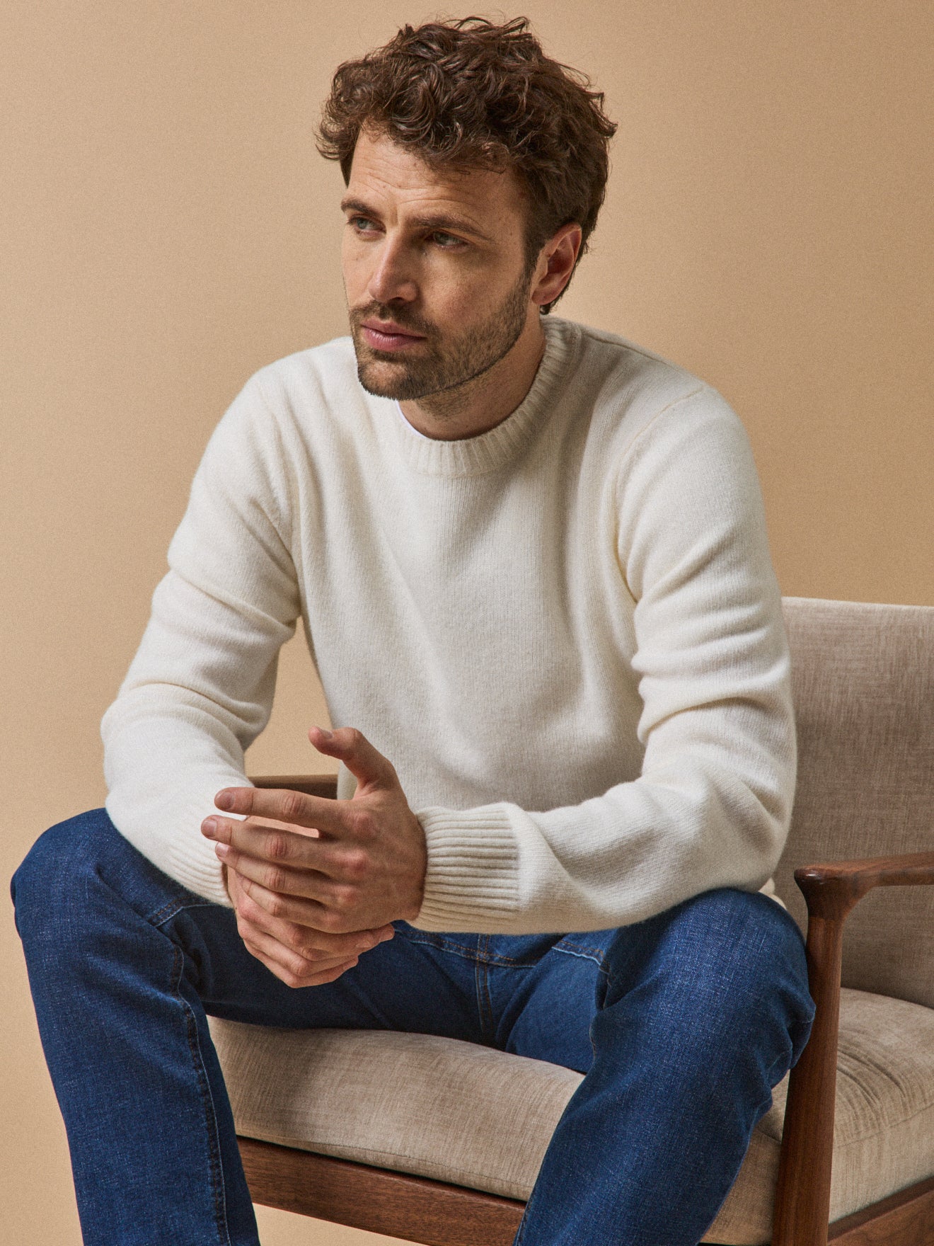 Pull col rond homme mélange laine