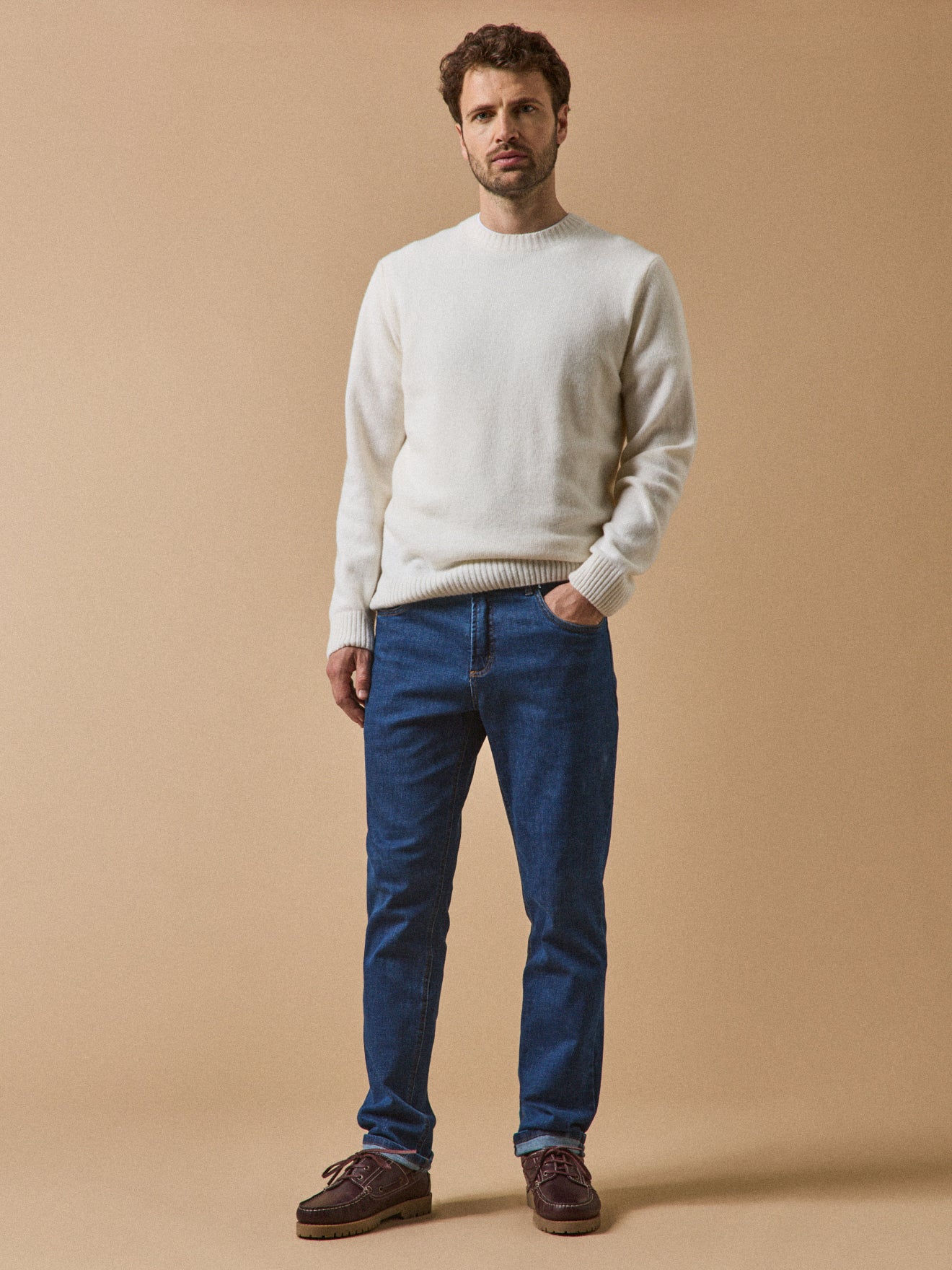 Pull col rond homme mélange laine