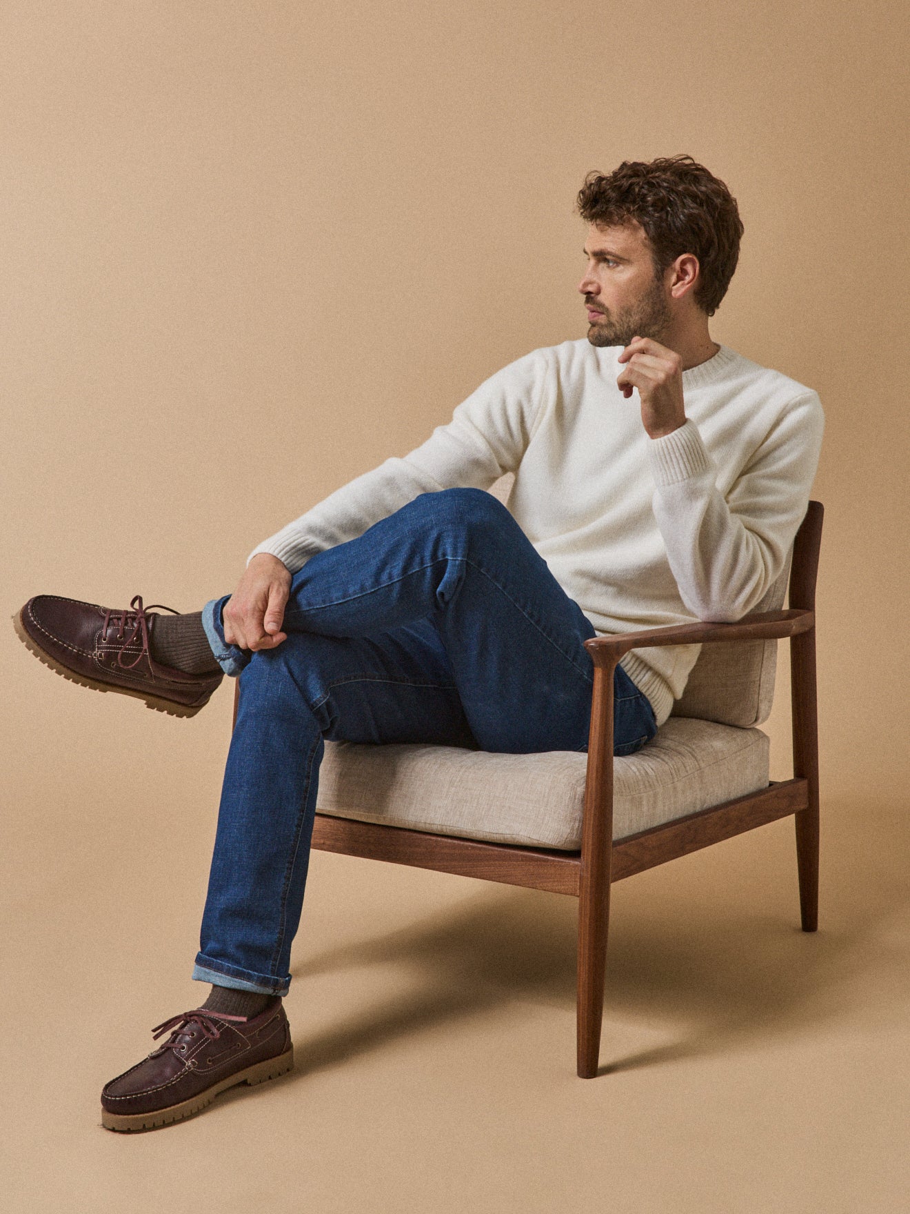 Pull col rond homme mélange laine