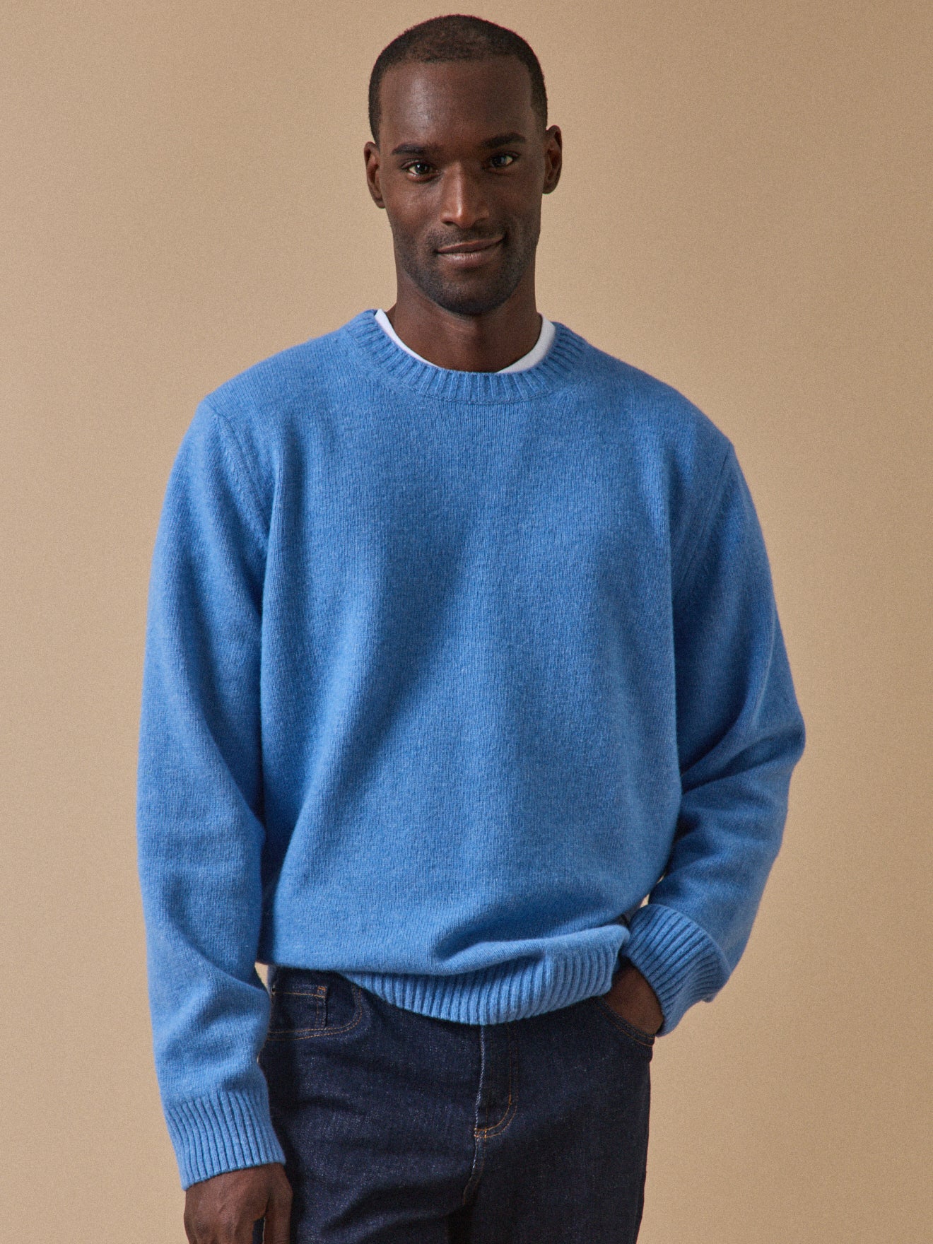 Pull col rond homme mélange laine