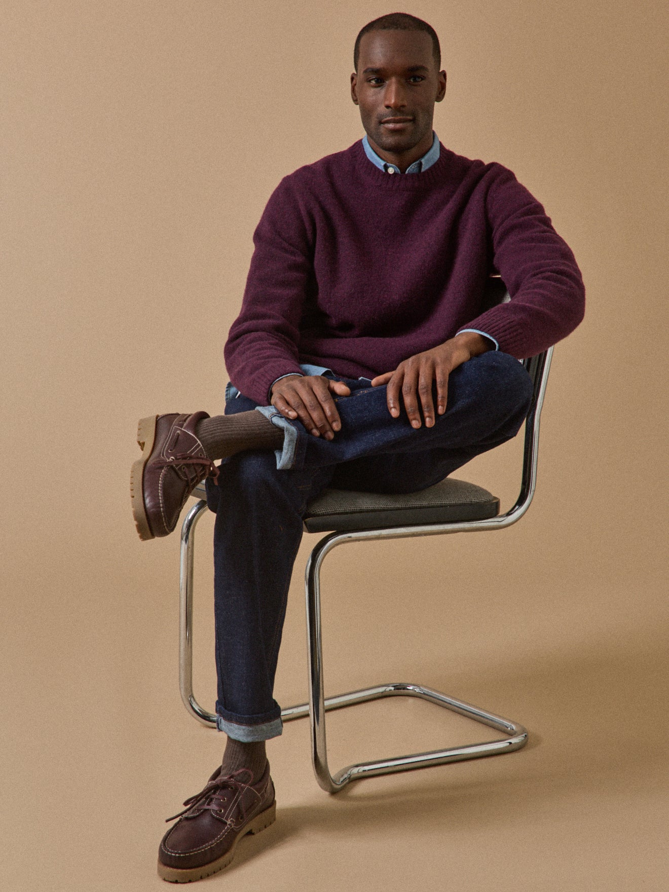 Pull col rond homme mélange laine