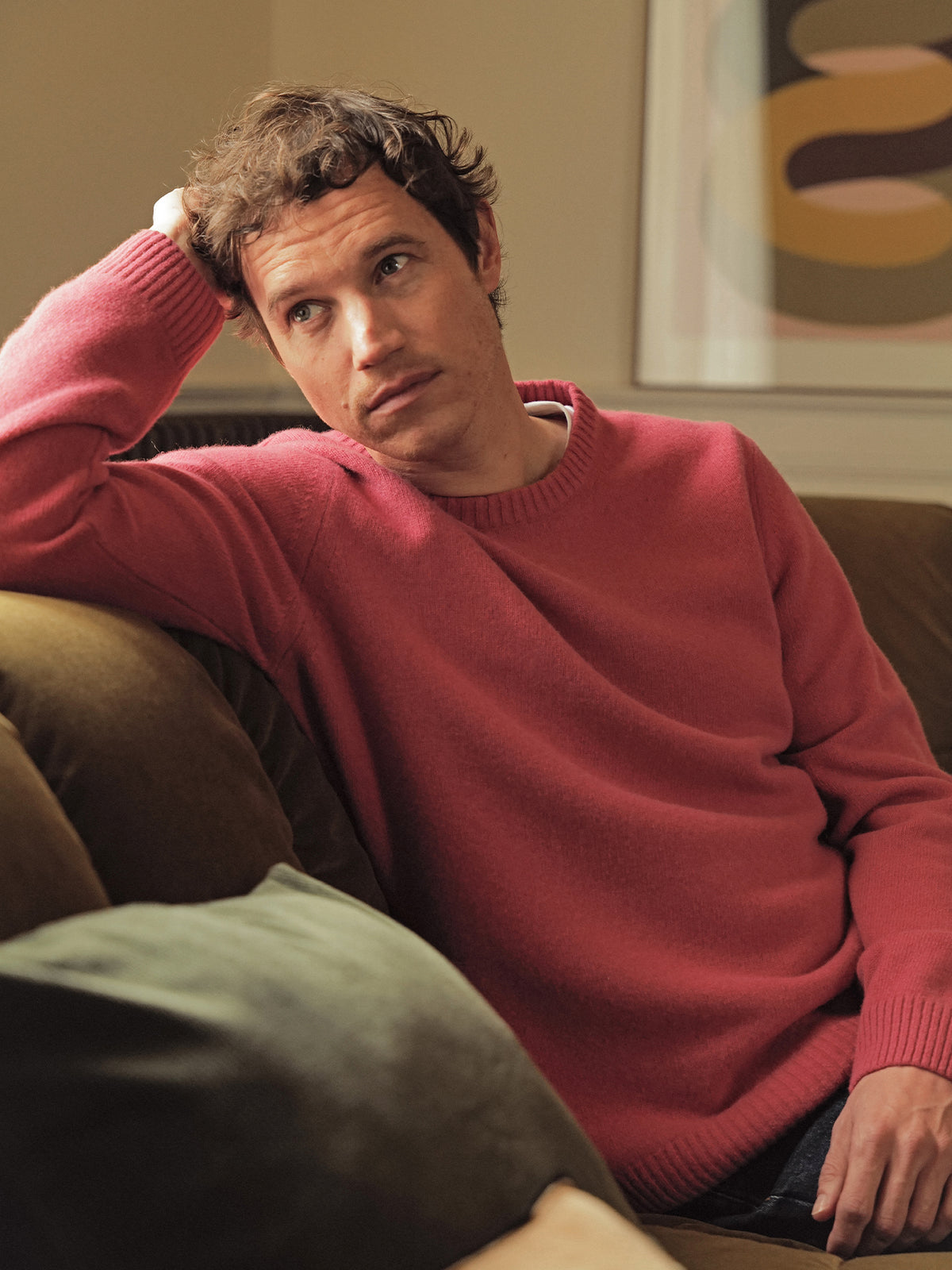 Herrenpullover mit Rundhalsausschnitt aus Wollgemisch