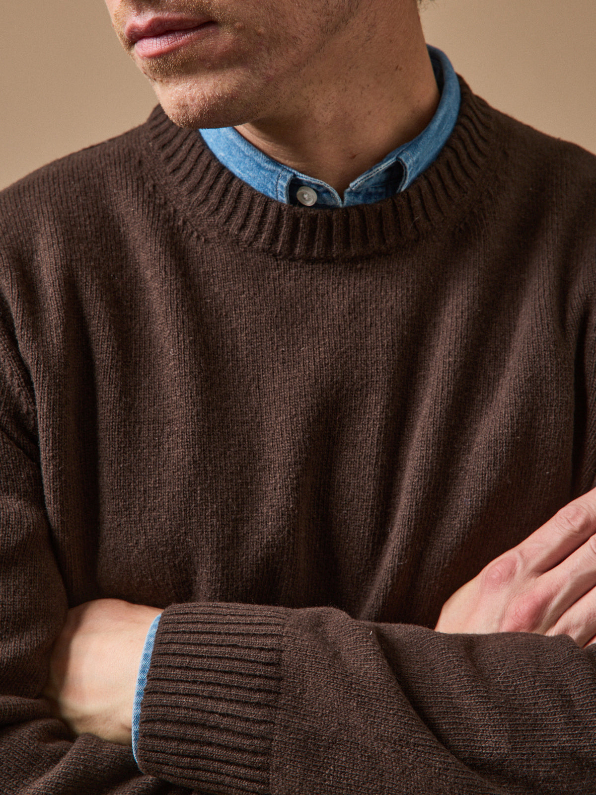 Herrenpullover mit rundem Halsausschnitt aus Wollmischung