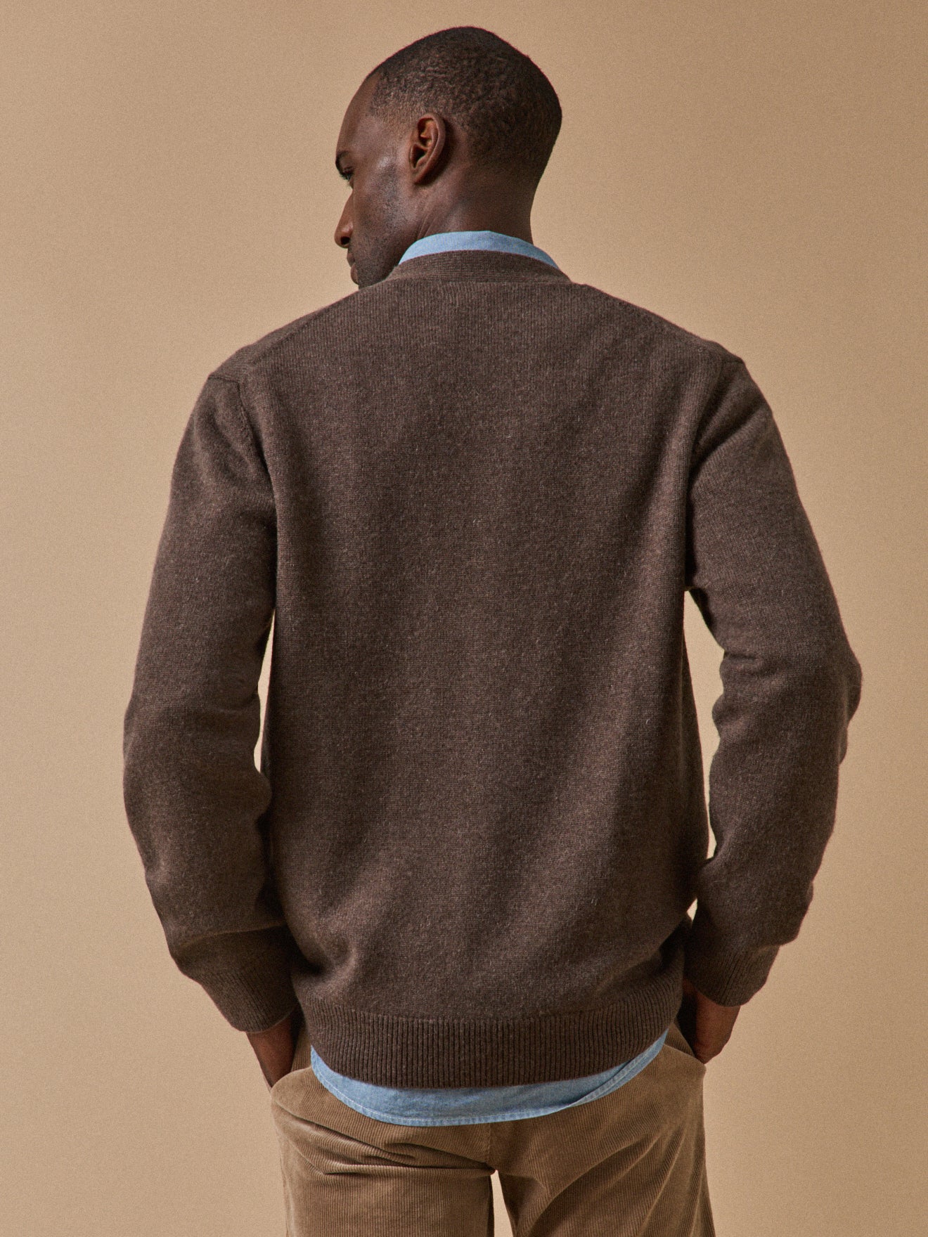 Herren-Cardigan mit V-Ausschnitt aus Bio-Baumwolle und Cashmere