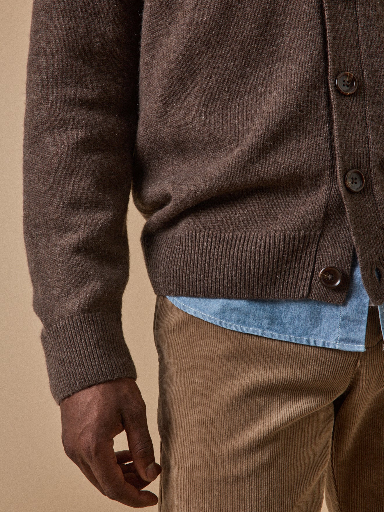 Herren-Cardigan mit V-Ausschnitt aus Bio-Baumwolle und Cashmere