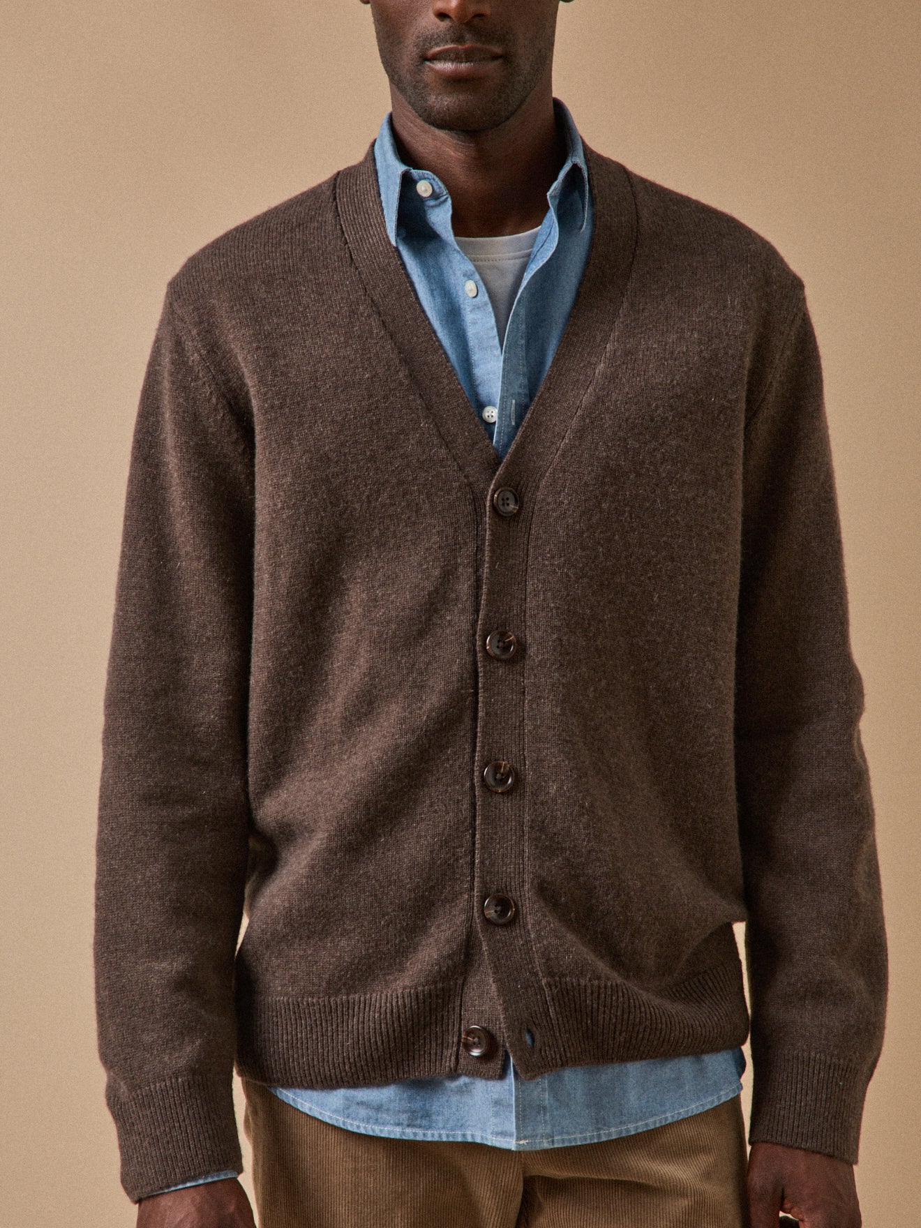 Herren-Cardigan mit V-Ausschnitt aus Bio-Baumwolle und Cashmere
